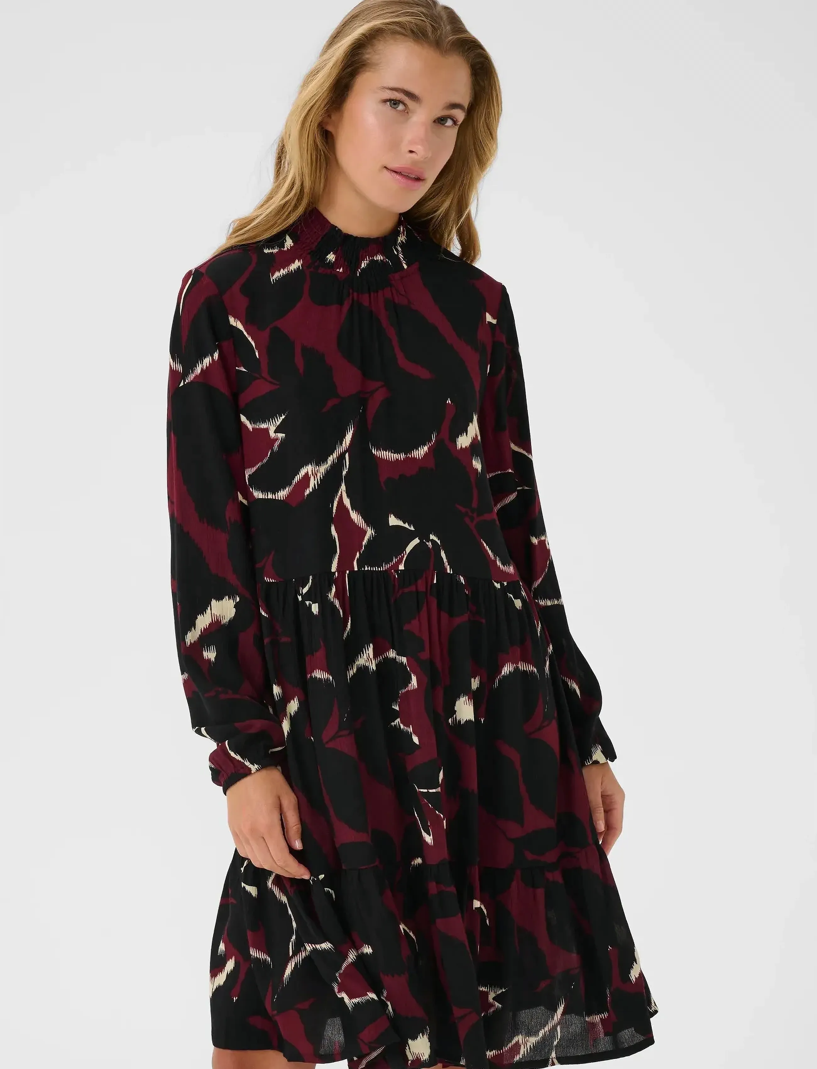 Kaffe Kalinda Amber Dress, 36, Burgundy, Kjoler > Kort Kjole, Dame