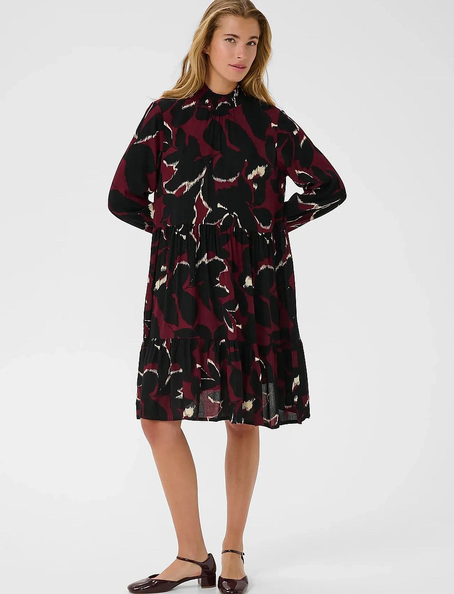 Kaffe - KAlinda Amber Dress - Īsas kleitas - windsor wine/black flower - 3