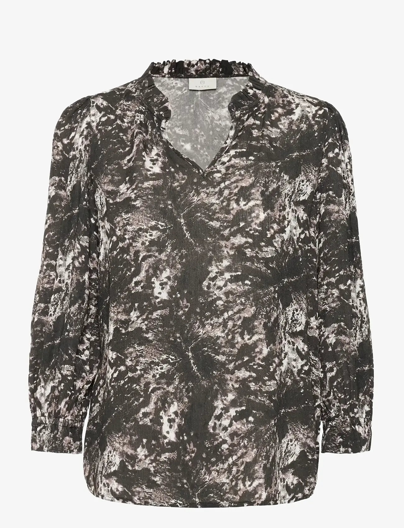 Kaffe - KAlinda Amber Blouse - langärmlige blusen - black/grey abstract graphic - 1