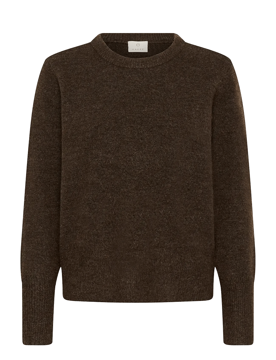 Kaffe - KAniel Crew Neck Pullover - stickade tröjor - chocolate brown melange - 0