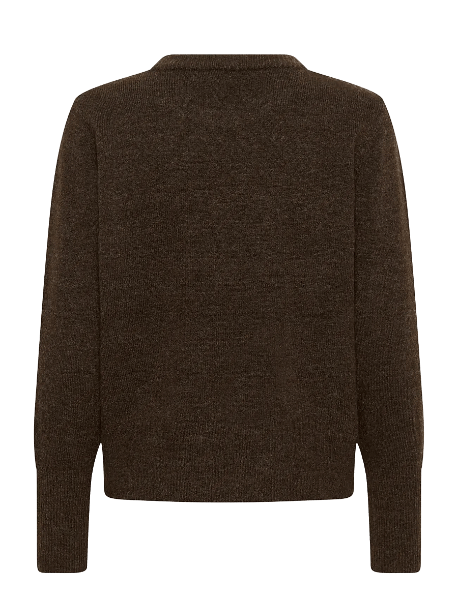Kaffe - KAniel Crew Neck Pullover - stickade tröjor - chocolate brown melange - 1
