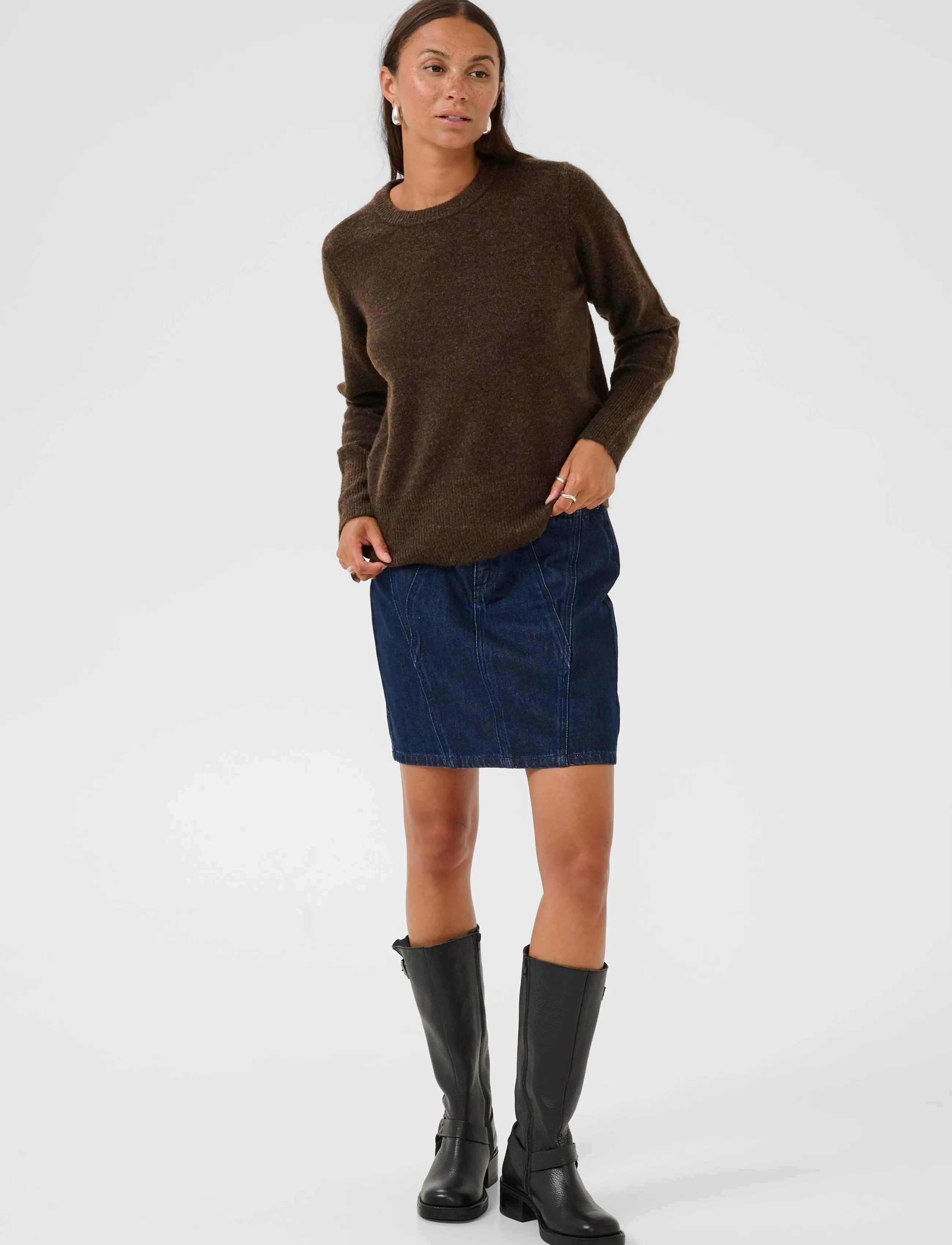 Kaffe - KAniel Crew Neck Pullover - stickade tröjor - chocolate brown melange - 3