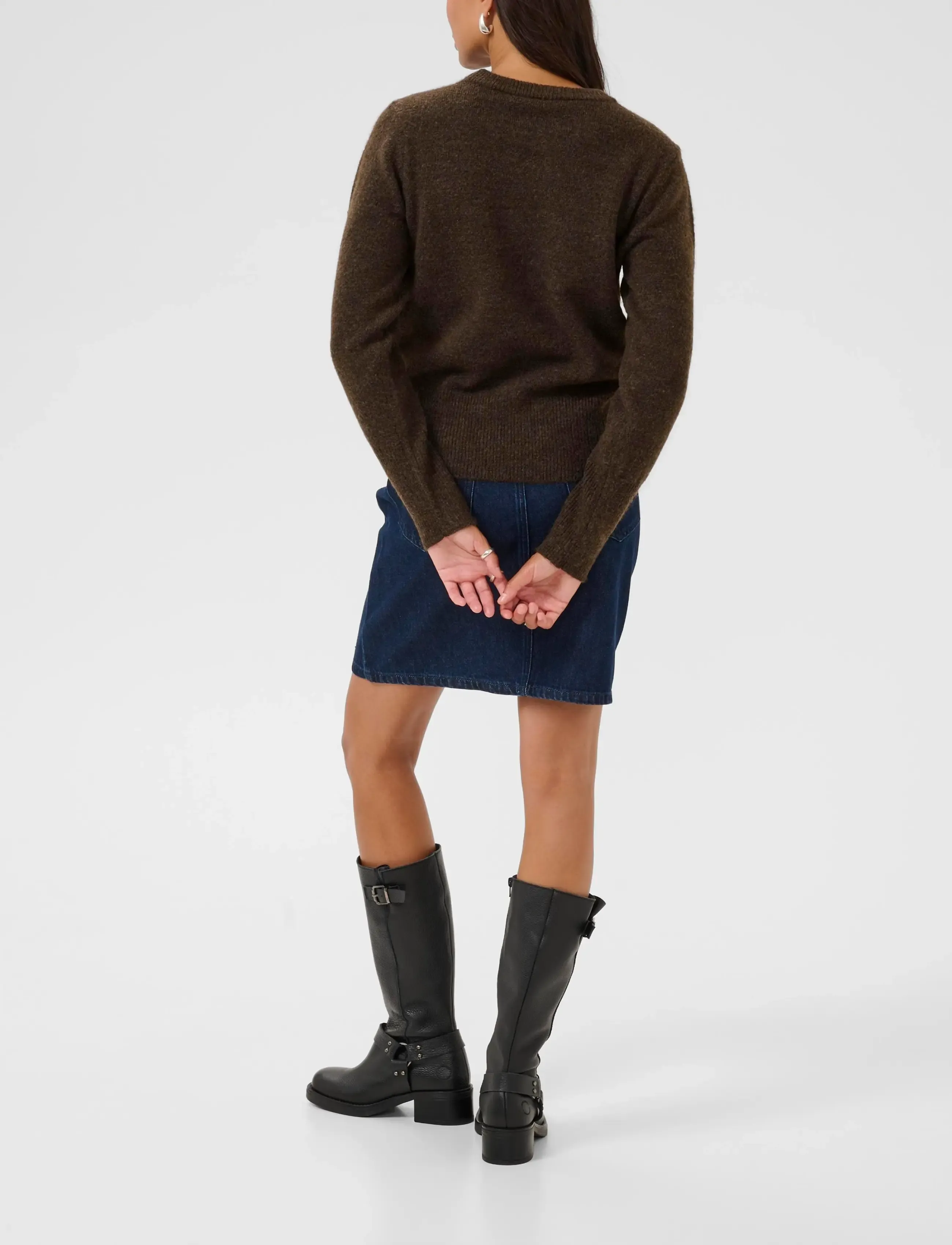 Kaffe - KAniel Crew Neck Pullover - stickade tröjor - chocolate brown melange - 4