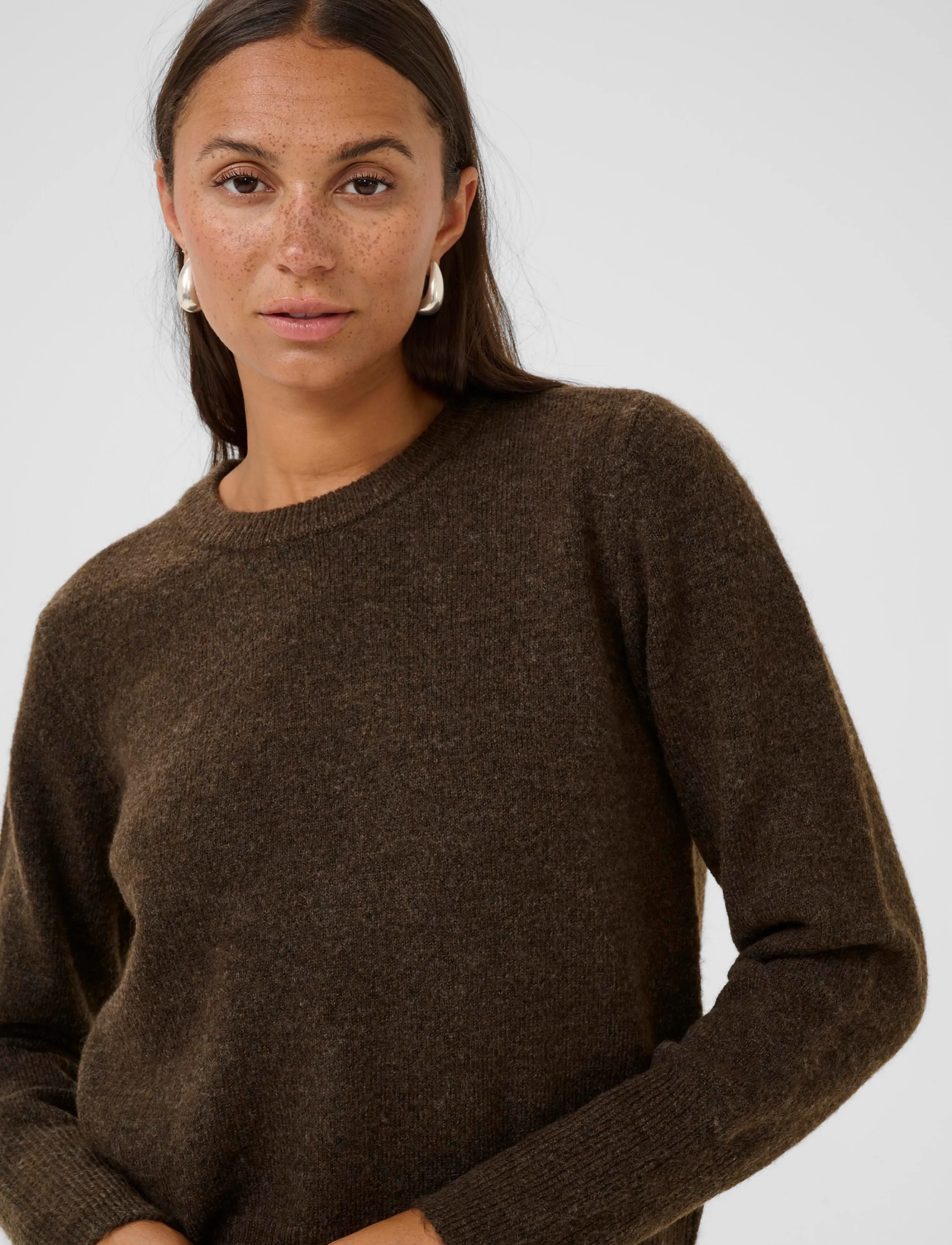 Kaffe - KAniel Crew Neck Pullover - stickade tröjor - chocolate brown melange - 5