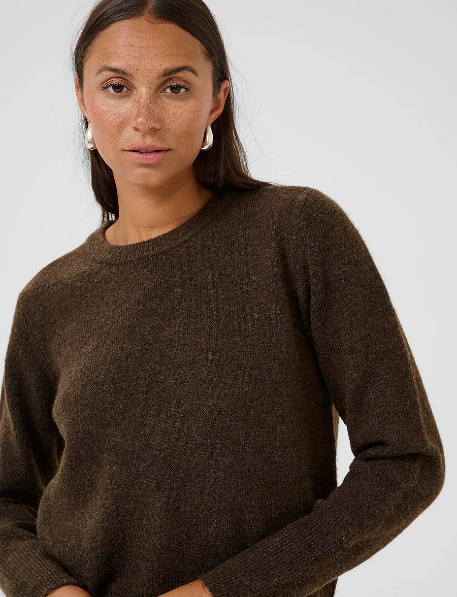 Kaffe - KAniel Crew Neck Pullover - stickade tröjor - chocolate brown melange - 5