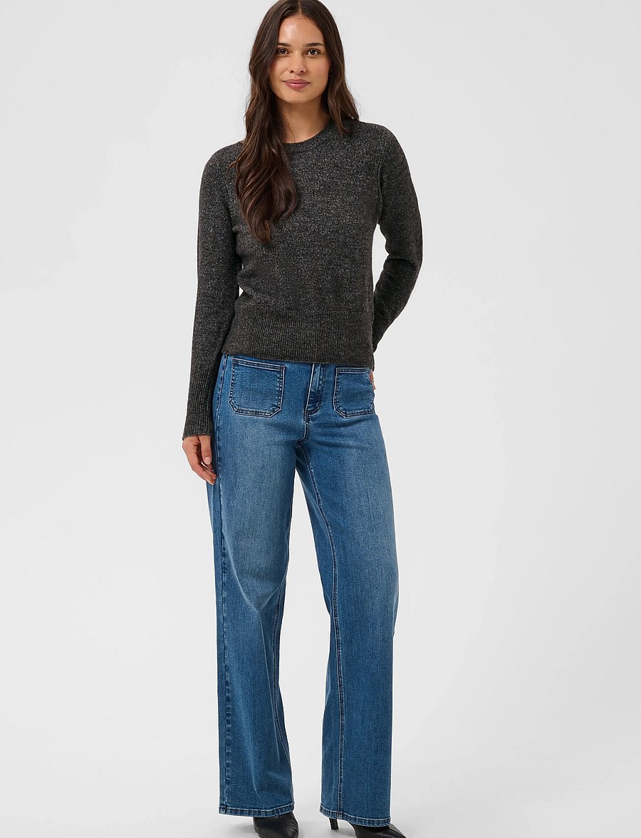 Kaffe - KAniel Crew Neck Pullover - stickade tröjor - dark grey melange - 3