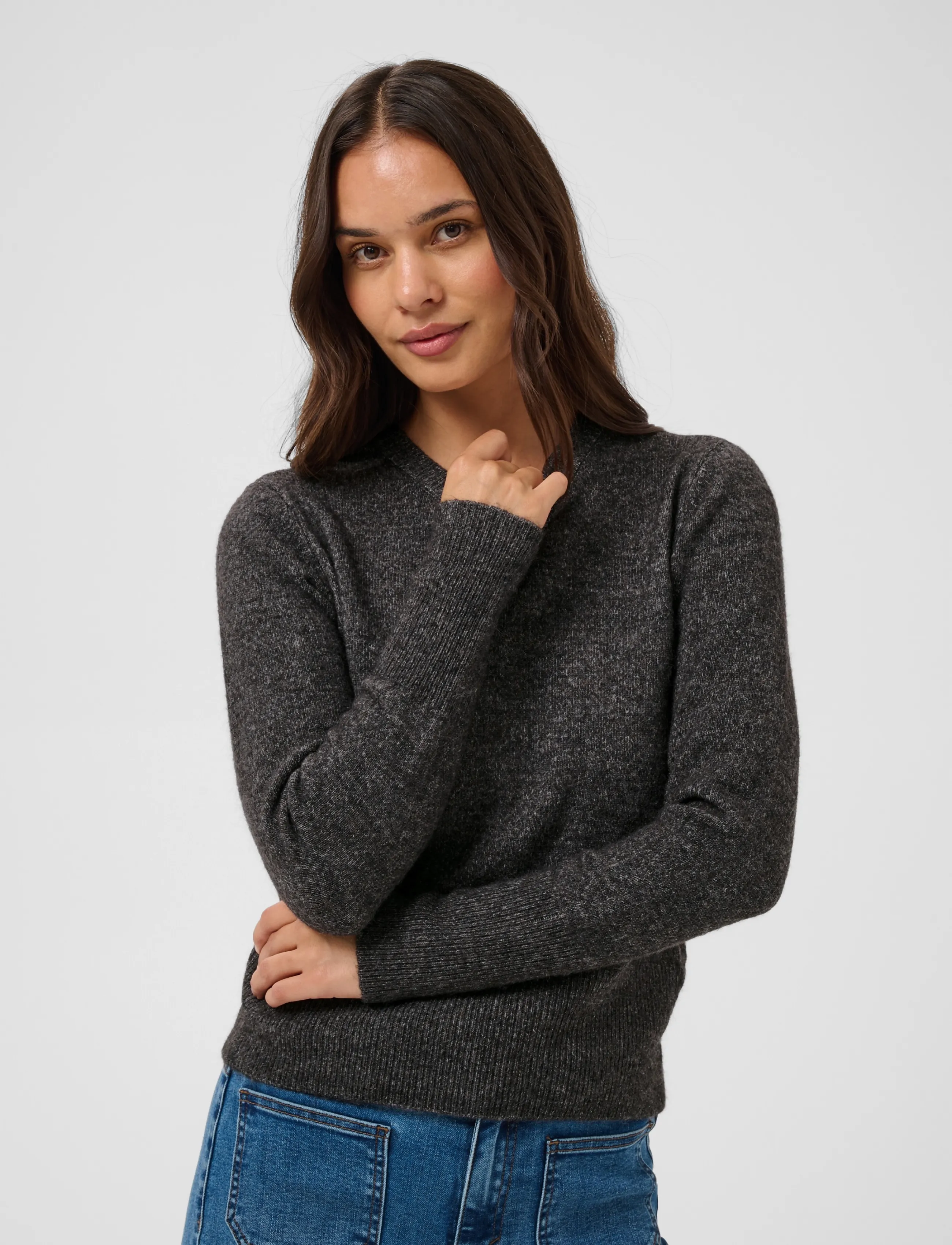 Kaffe - KAniel Crew Neck Pullover - jumpers - dark grey melange - 5