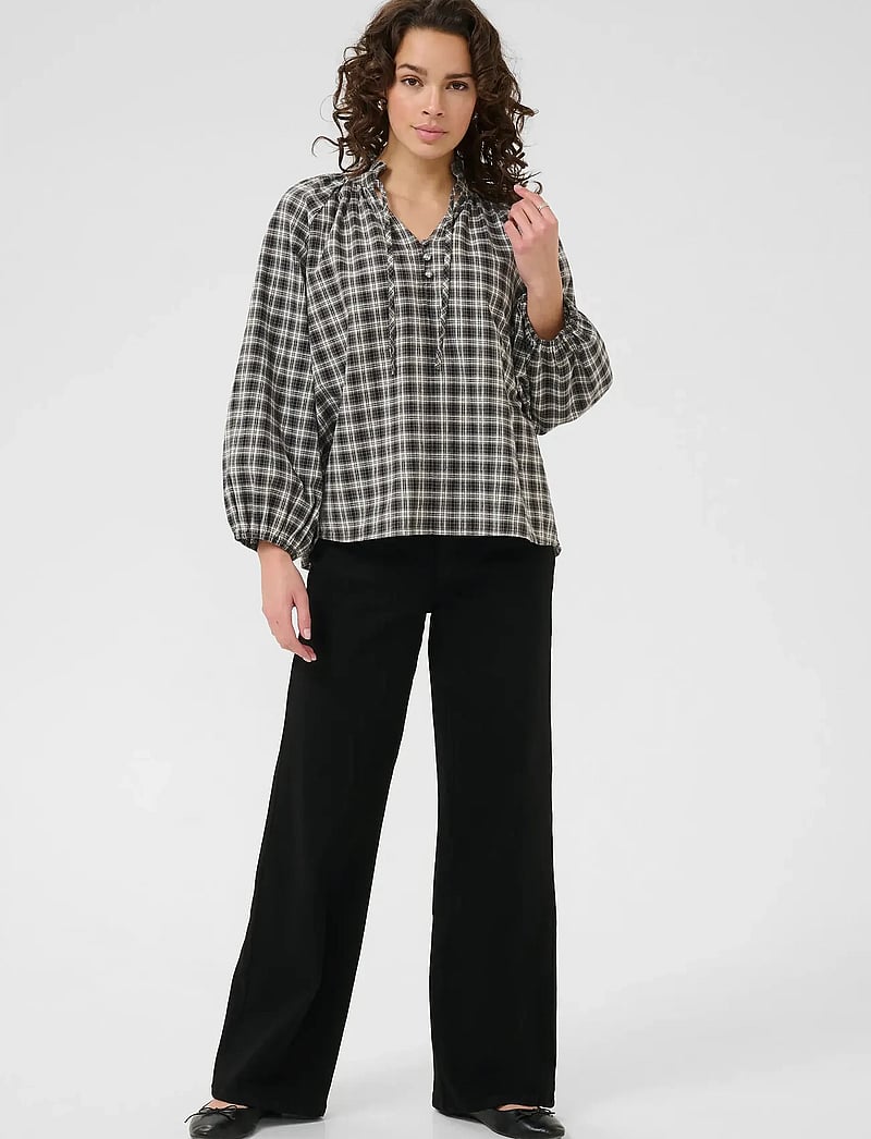 Kaffe - KAelna Blouse - langärmlige hemden - black/grey check - 3