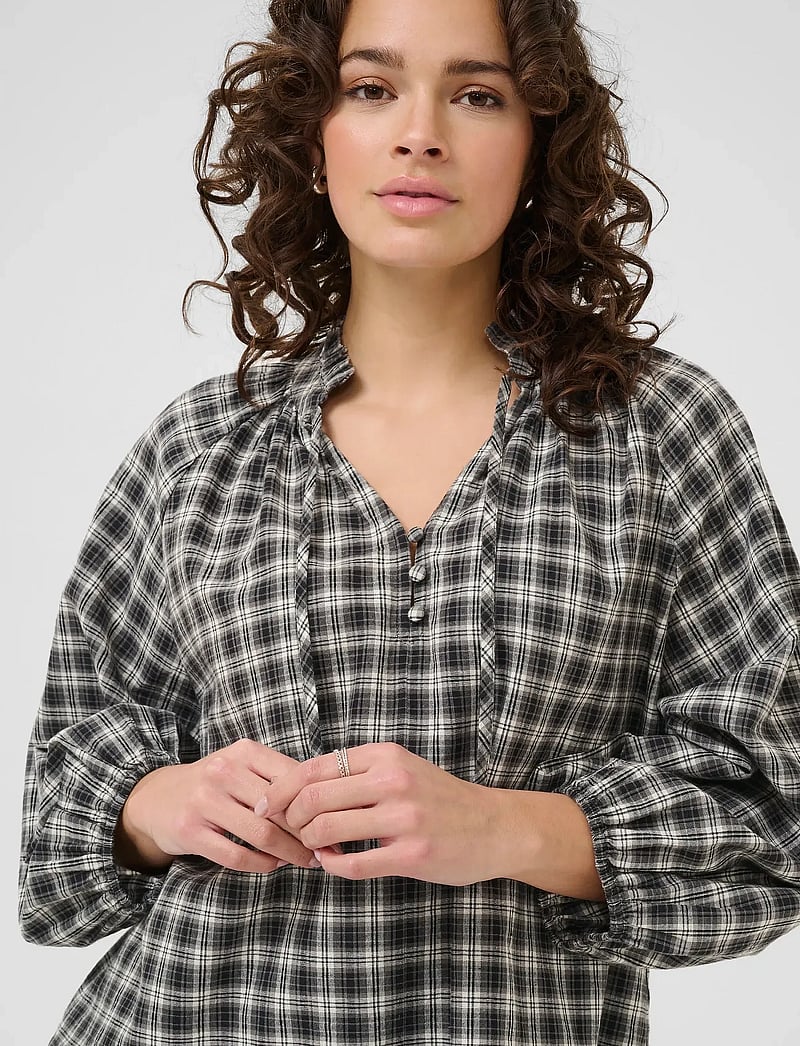 Kaffe - KAelna Blouse - langärmlige hemden - black/grey check - 5