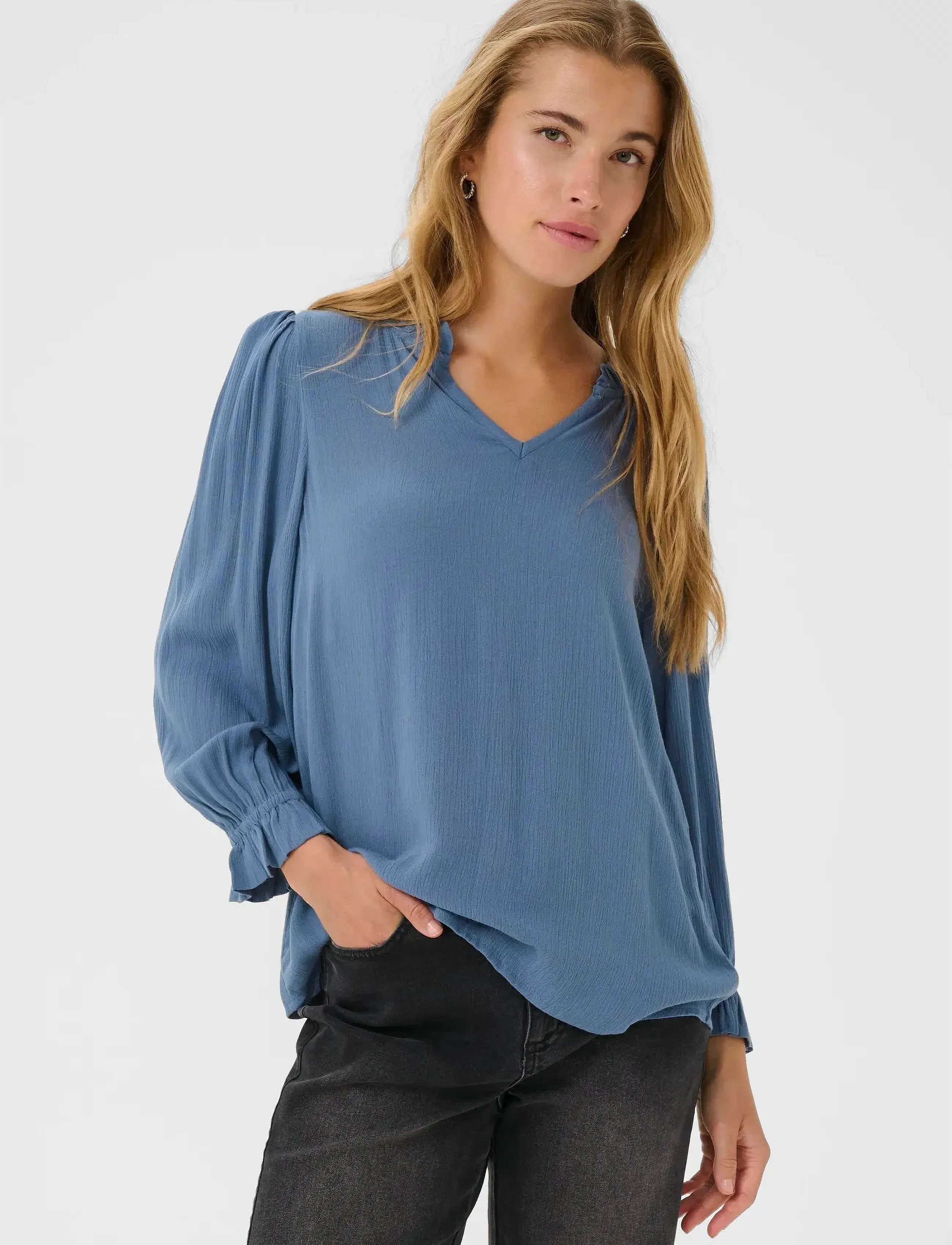 Kaffe Kaliv Amber Blouse, 44, Blue, Bluser > Langærmede, Dame