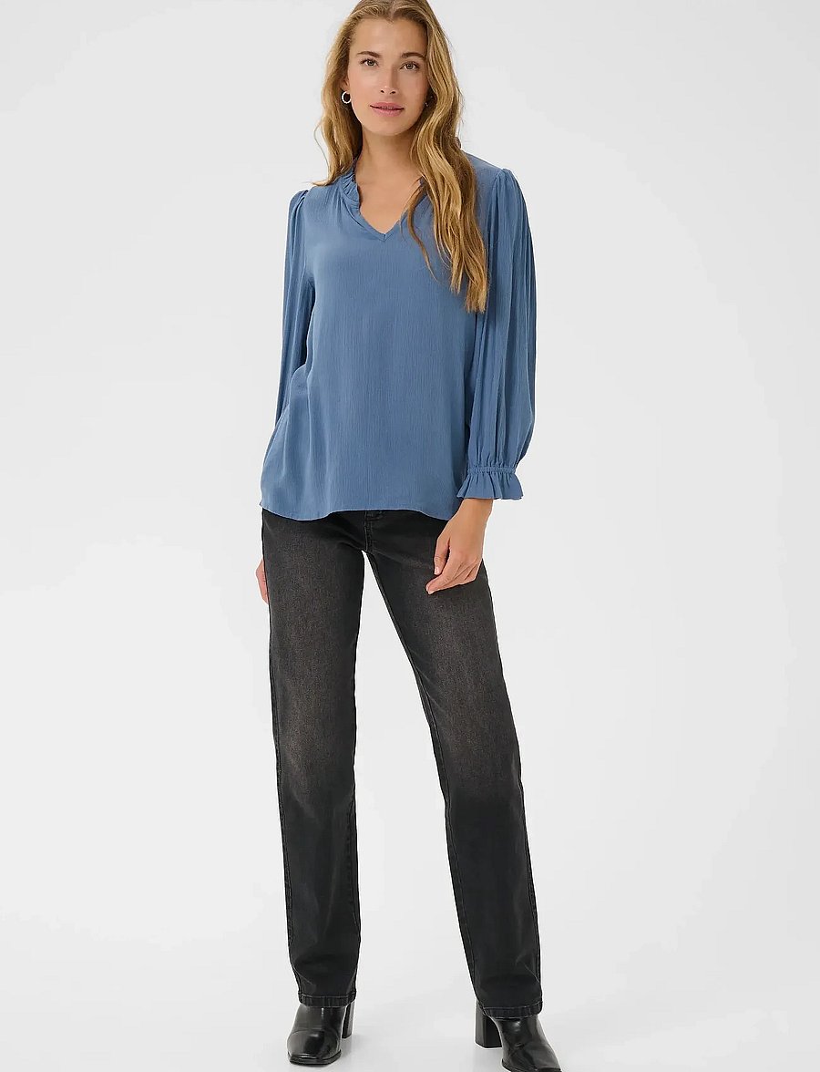 Kaffe - KAliv Amber Blouse - långärmade blusar - bering sea - 3