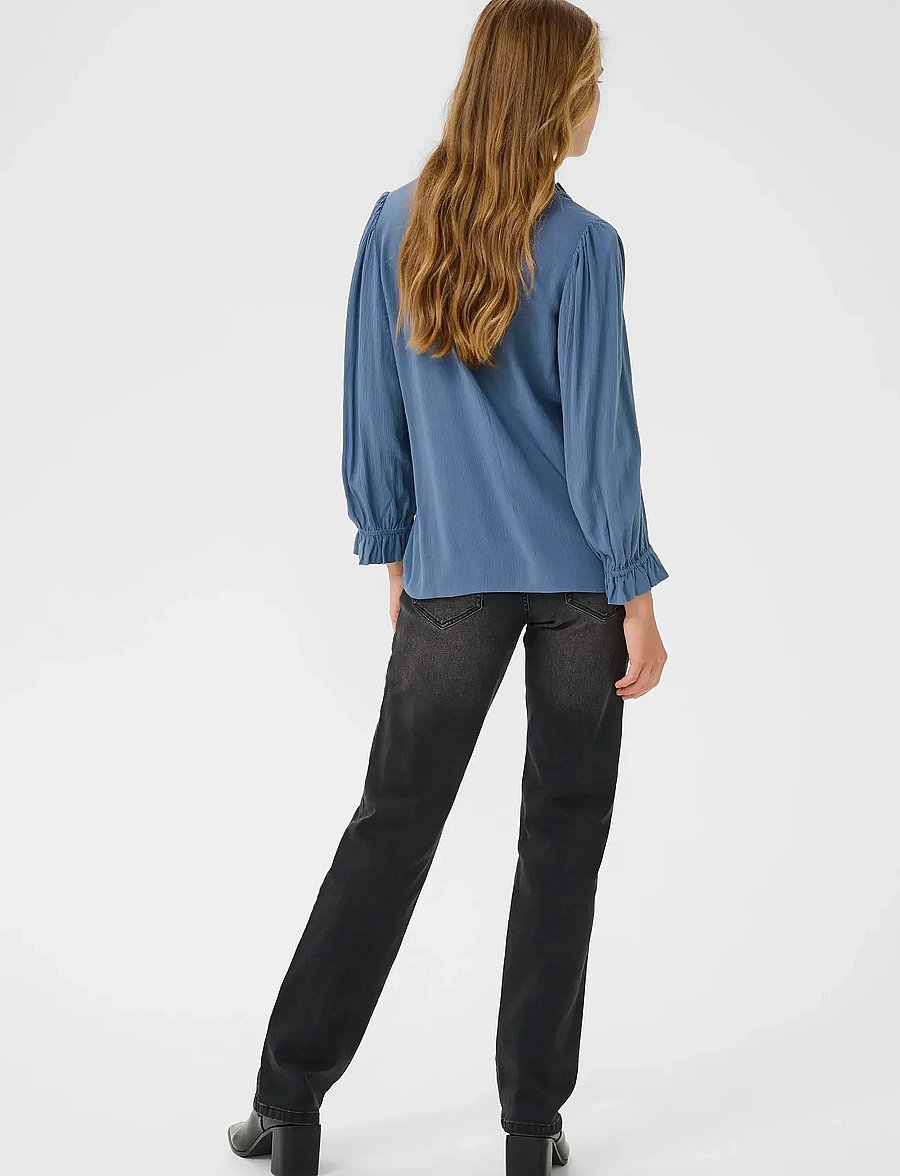 Kaffe - KAliv Amber Blouse - långärmade blusar - bering sea - 4