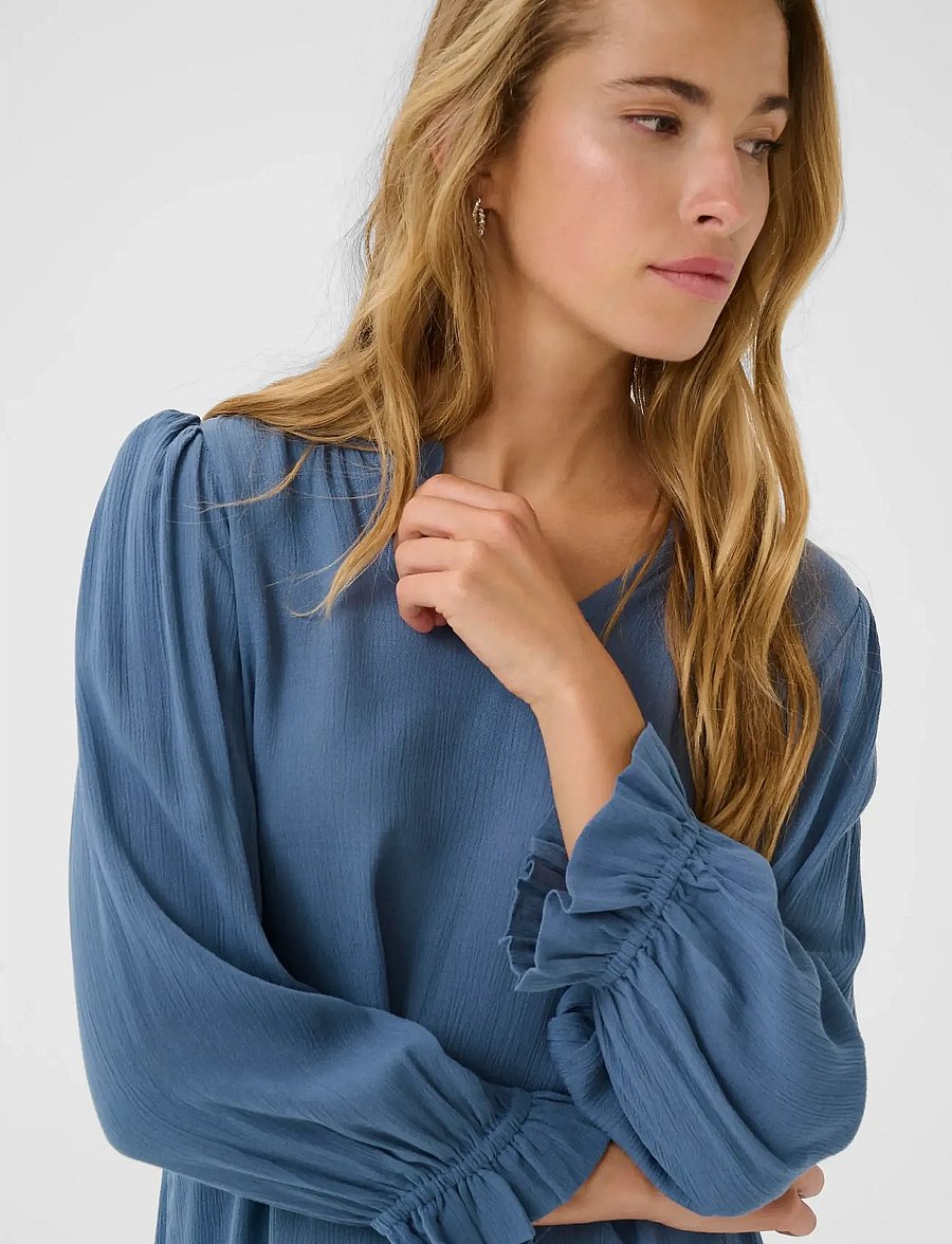 Kaffe - KAliv Amber Blouse - långärmade blusar - bering sea - 5