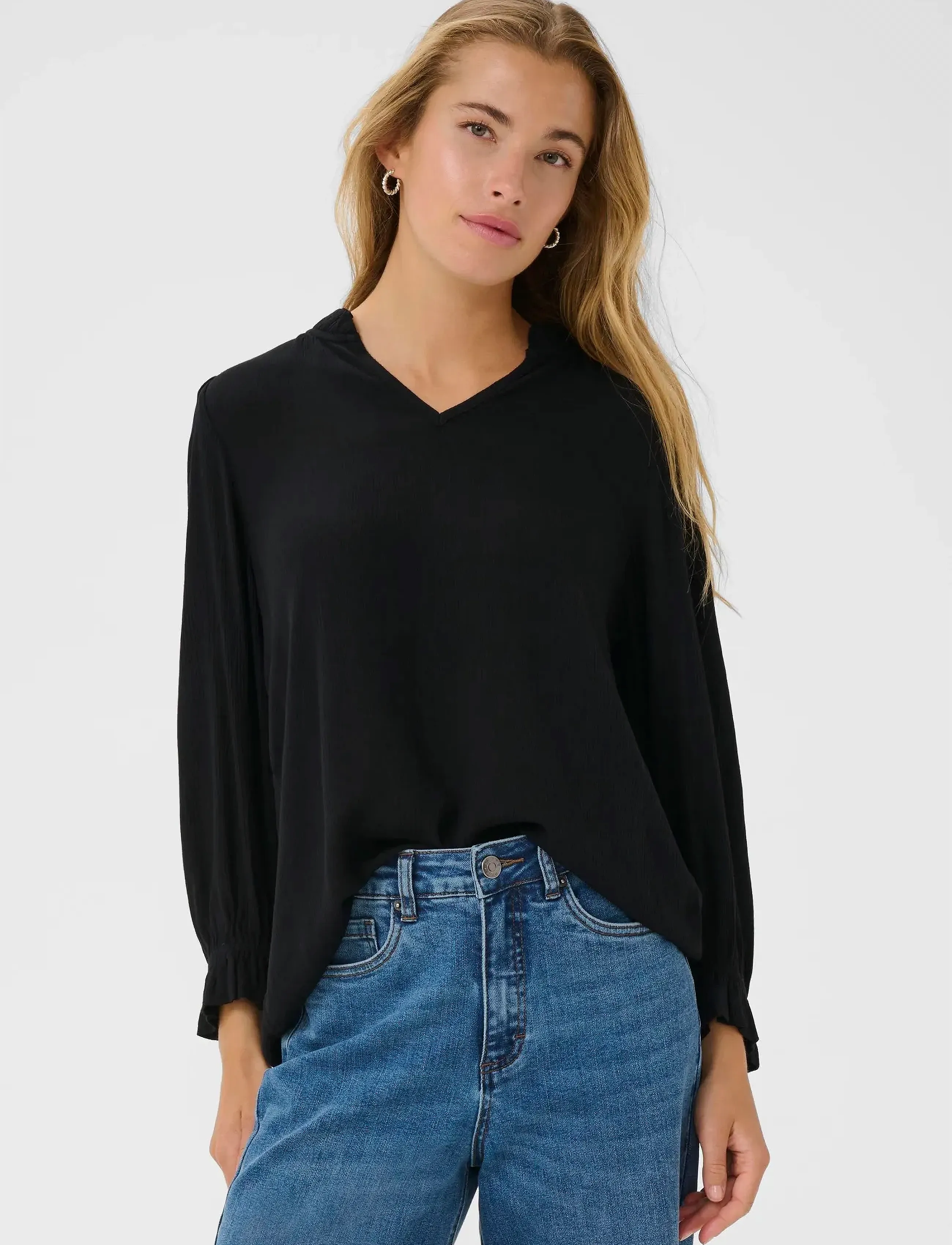 Kaffe Kaliv Amber Blouse, 38, Black, Bluser > Langærmede, Dame