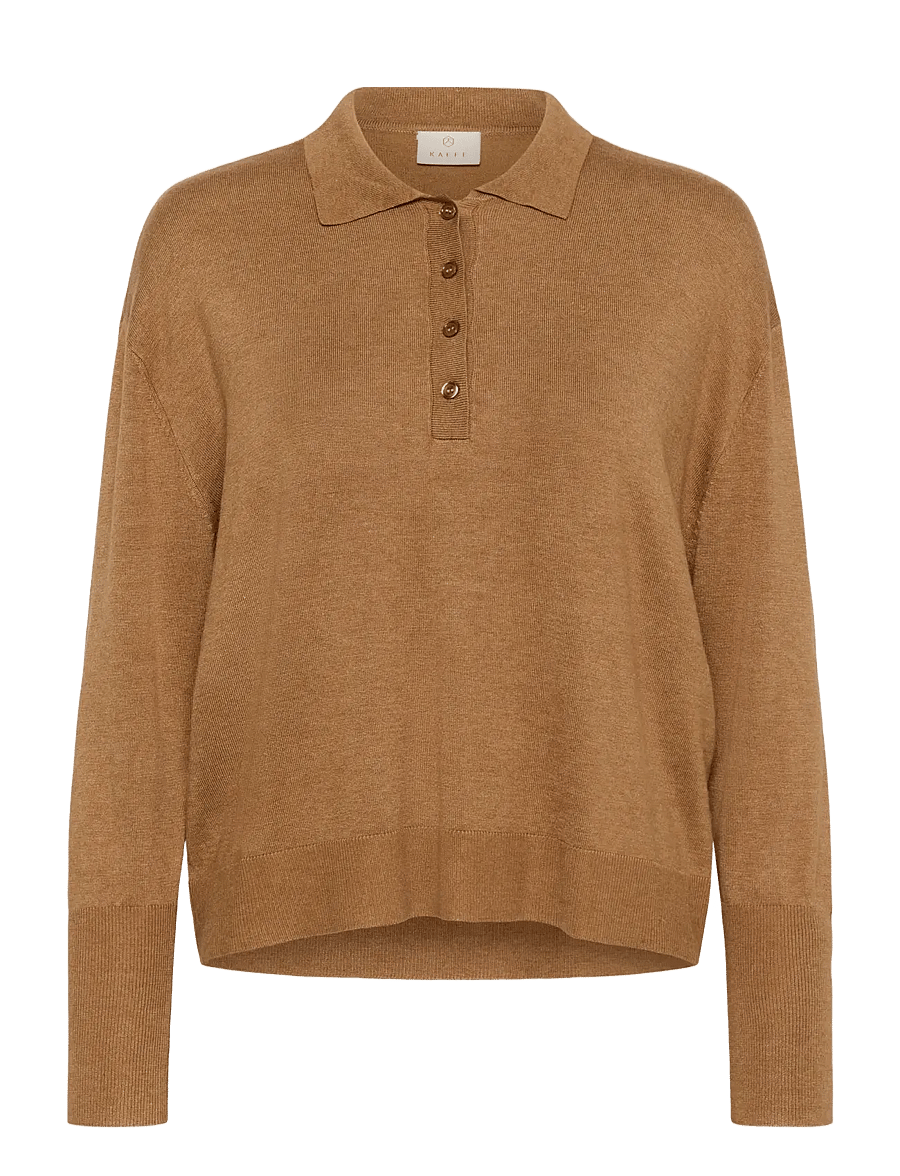 Kaffe - KAlizza Polo Pullover - swetry - toasted coconut melange - 1