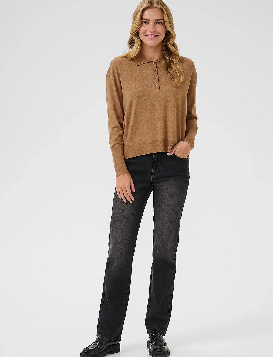 Kaffe - KAlizza Polo Pullover - swetry - toasted coconut melange - 3