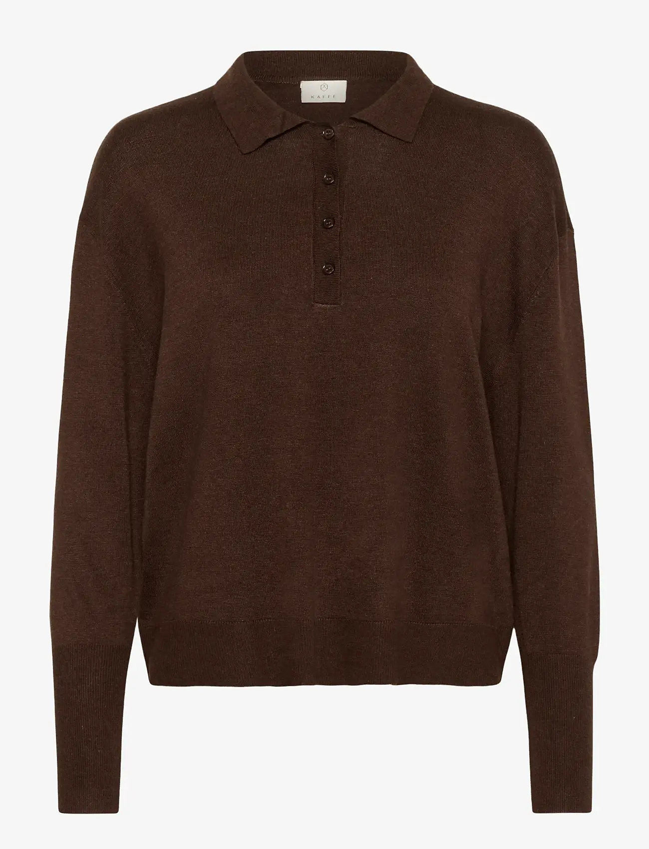 Kaffe - KAlizza Polo Pullover - laveste priser - chocolate brown melange - 0