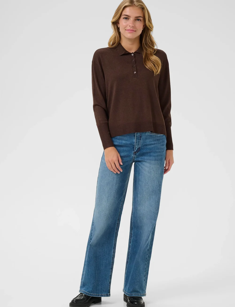 Kaffe - KAlizza Polo Pullover - sviitrid - chocolate brown melange - 3