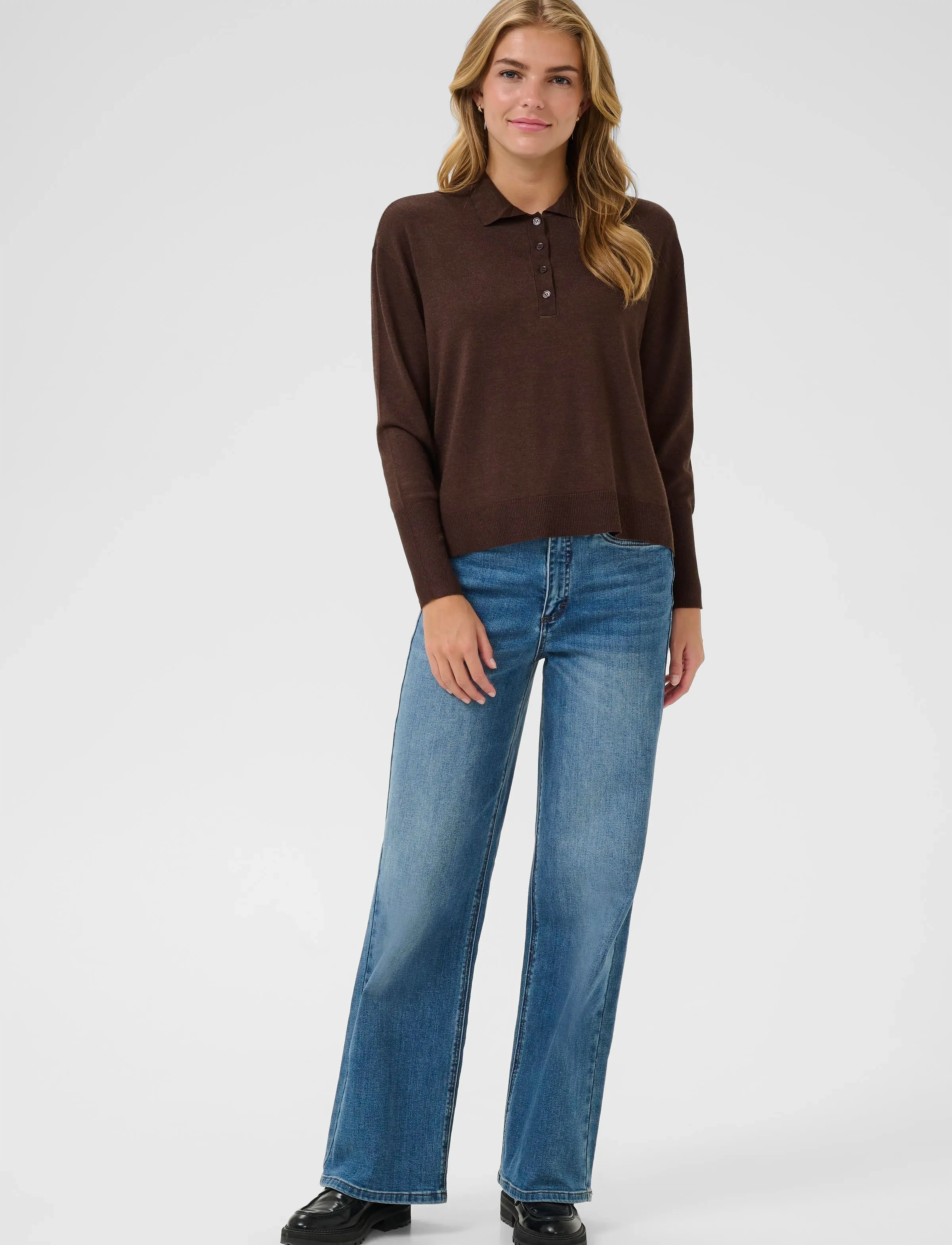Kaffe - KAlizza Polo Pullover - pullover - chocolate brown melange - 3