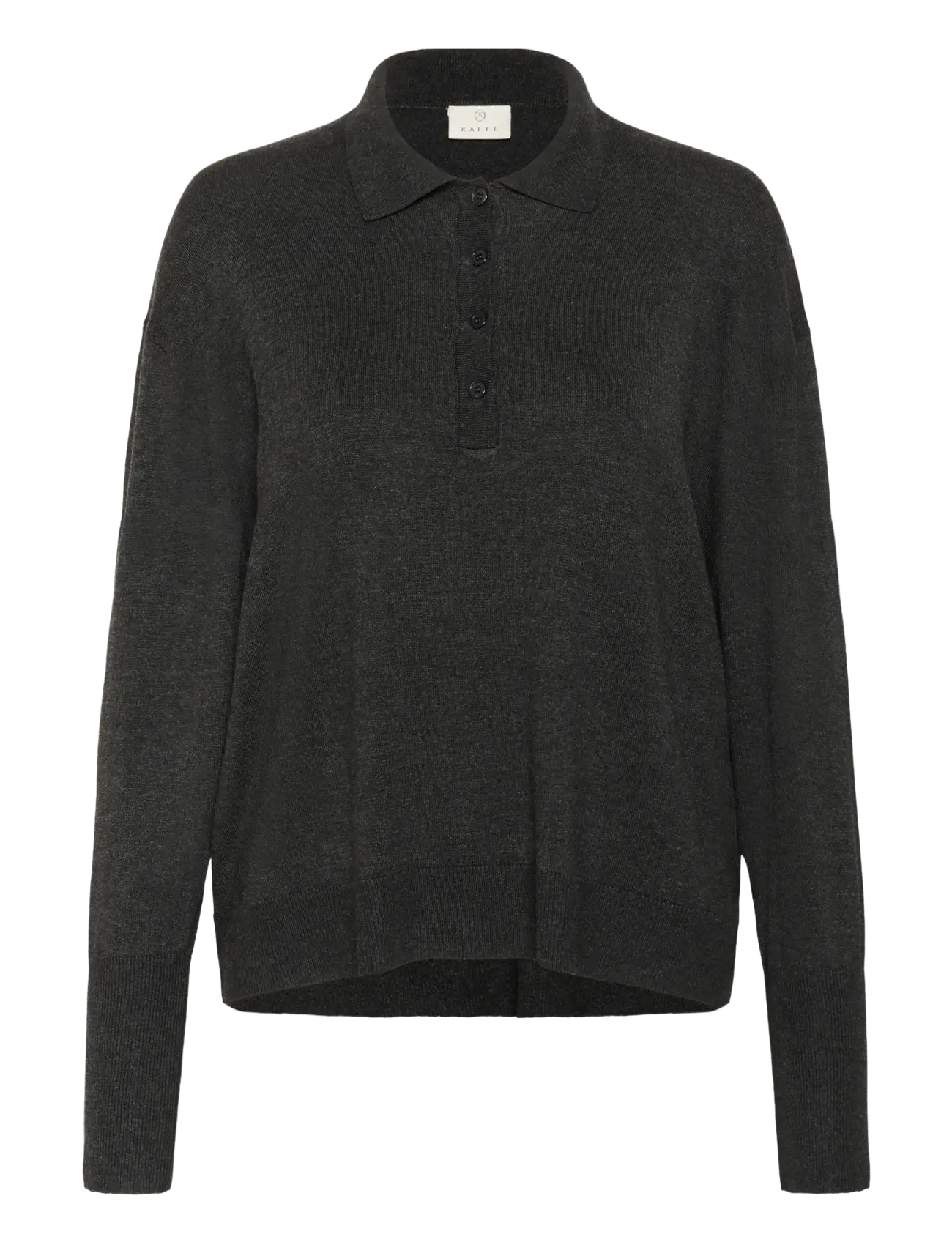Kaffe KAlizza Polo Pullover - Tøj - DARK GREY MELANGE / black