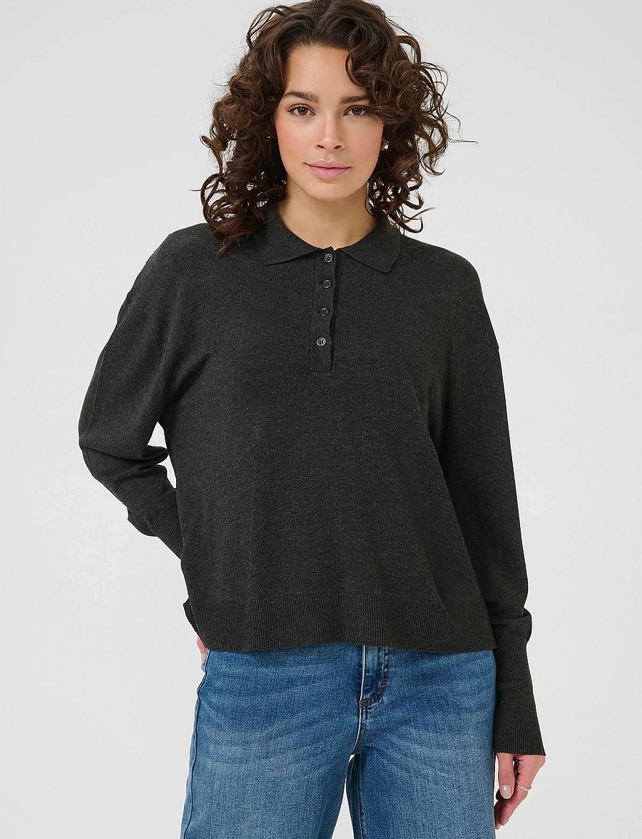 Kaffe - KAlizza Polo Pullover - pullover - dark grey melange - 0