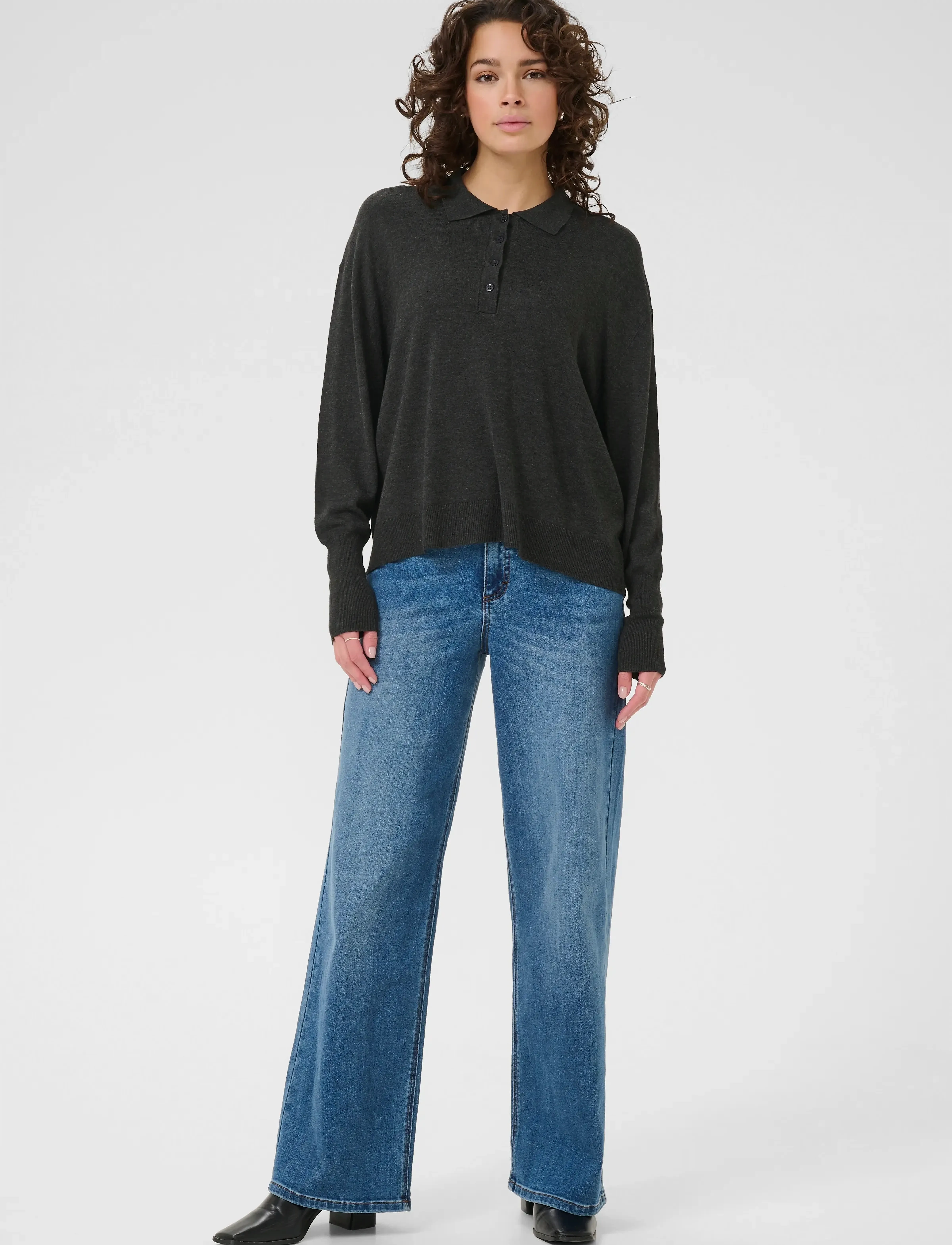 Kaffe - KAlizza Polo Pullover - pullover - dark grey melange - 3