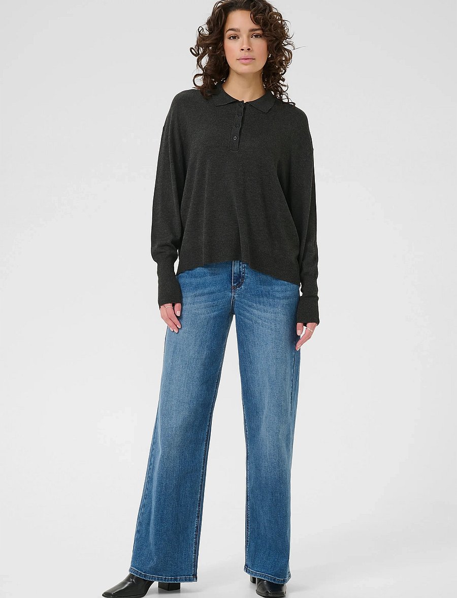 Kaffe - KAlizza Polo Pullover - pullover - dark grey melange - 3
