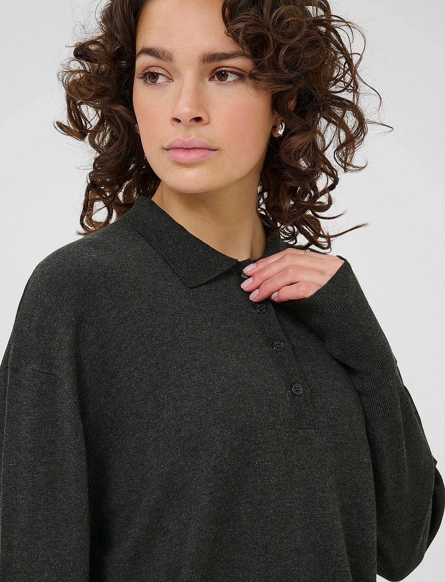 Kaffe - KAlizza Polo Pullover - pullover - dark grey melange - 5