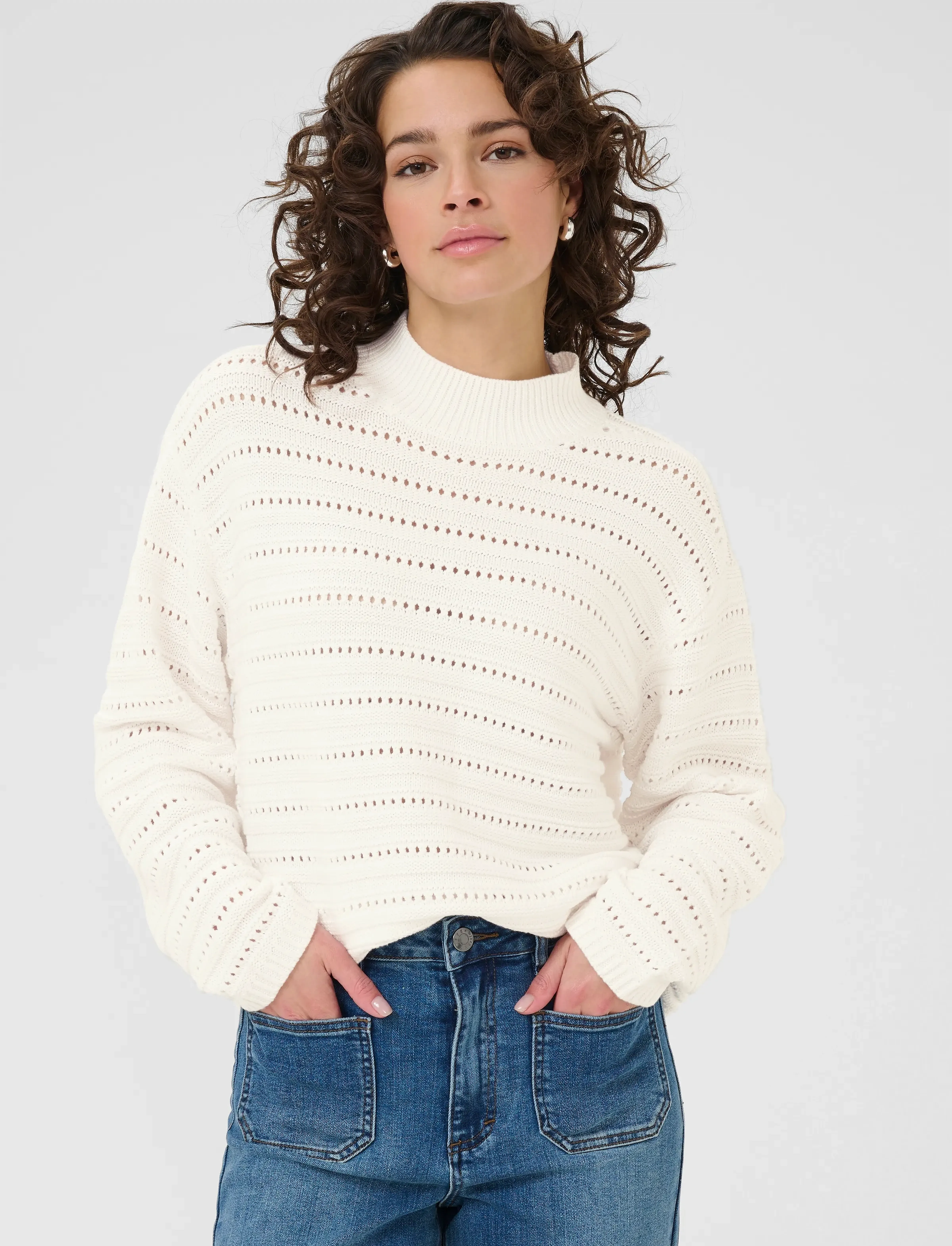 Kaffe Kadolly Pullover, S, White, Strik > Trøjer, Dame