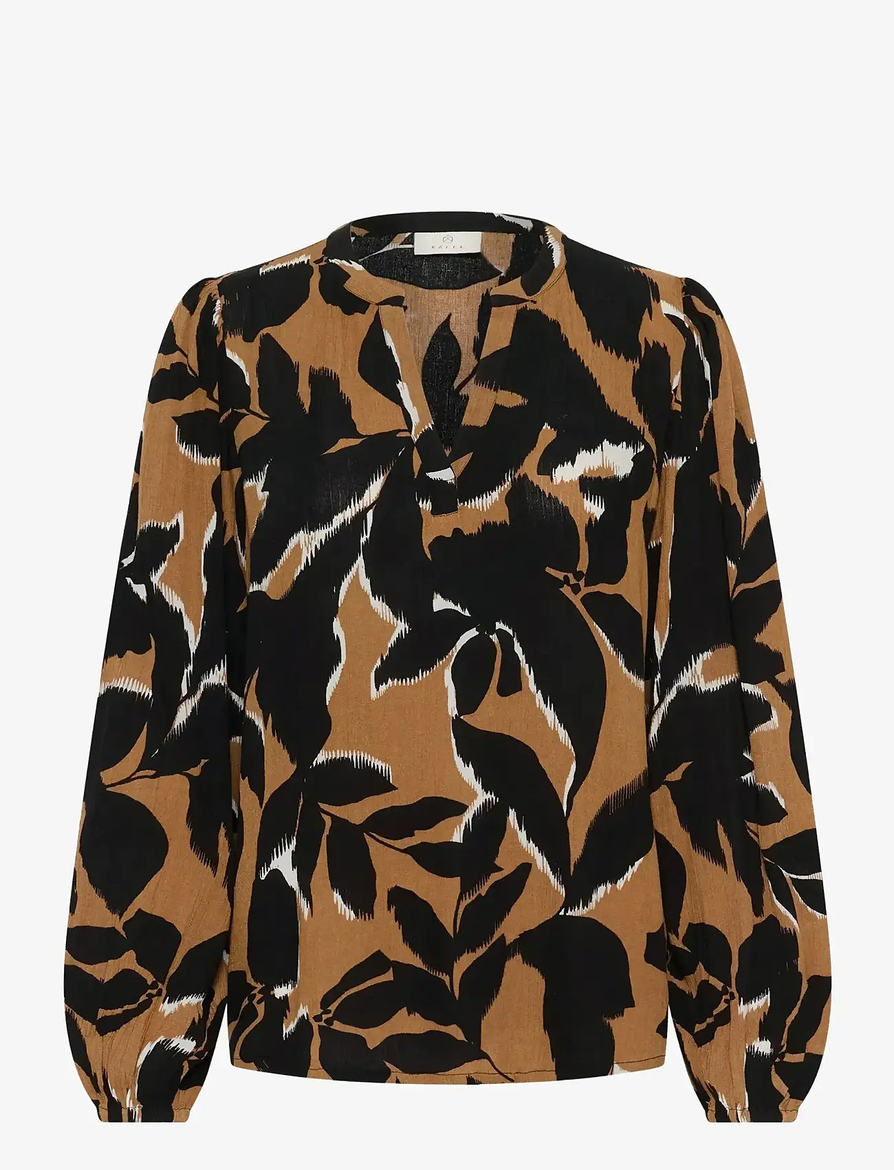 Kaffe - KAbeate Amber Blouse - langærmede bluser - toasted coconut/black flower - 1