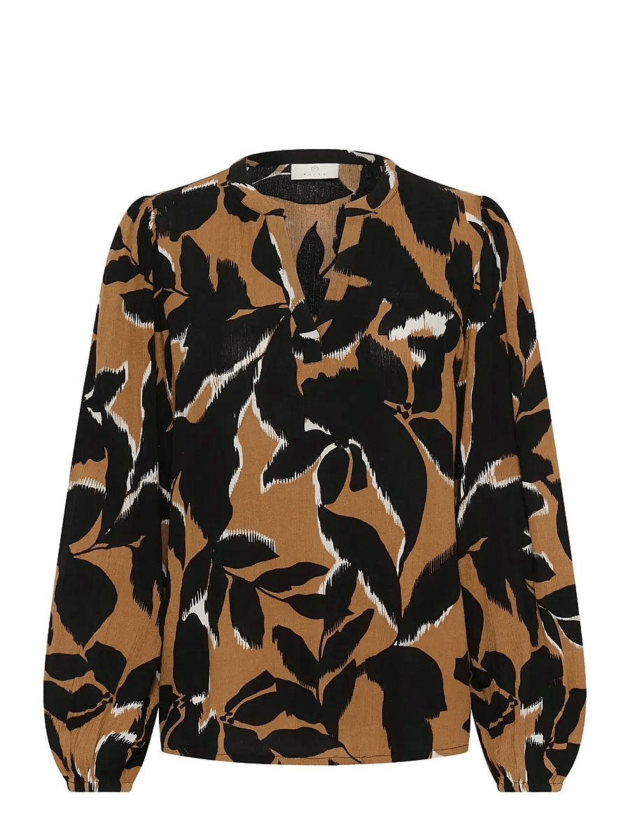 Kaffe - KAbeate Amber Blouse - langärmelige blusen - toasted coconut/black flower - 1