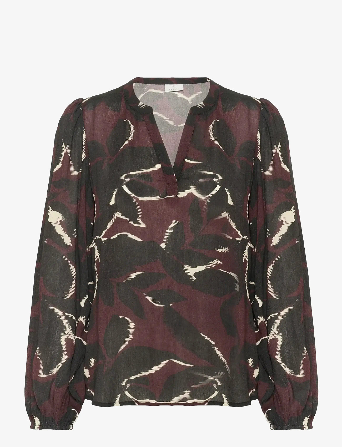 Kaffe - KAbeate Amber Blouse - langärmlige blusen - windsor wine/black flower - 0
