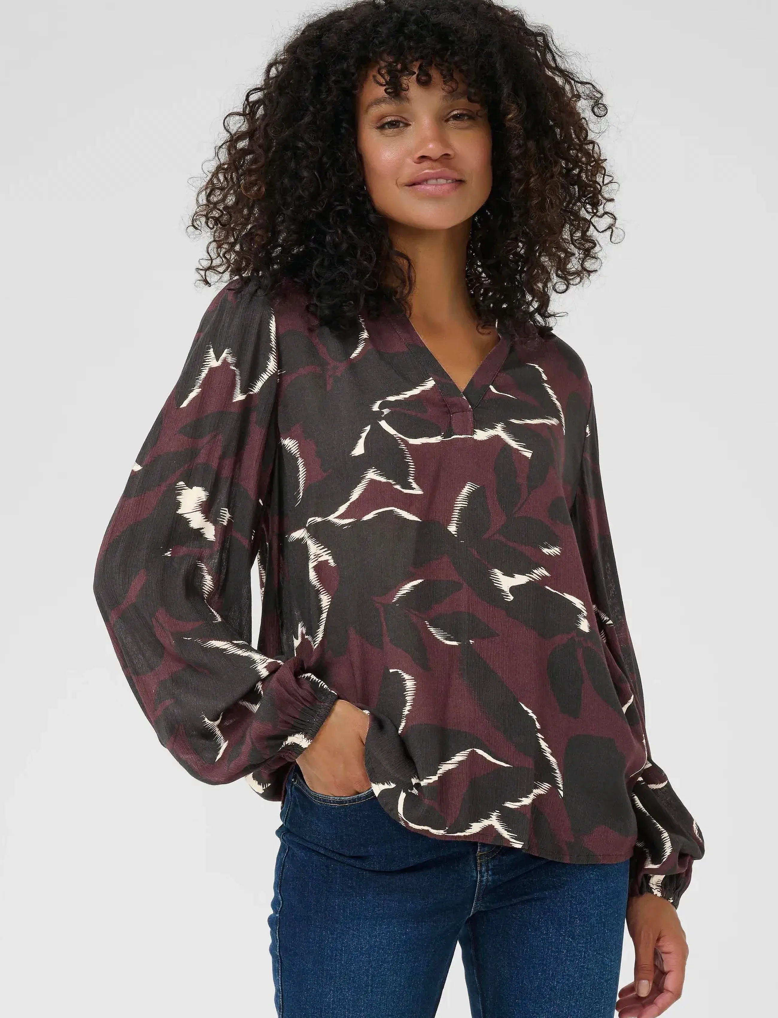 Kaffe Kabeate Amber Blouse, 38, Burgundy, Bluser > Langærmede, Dame