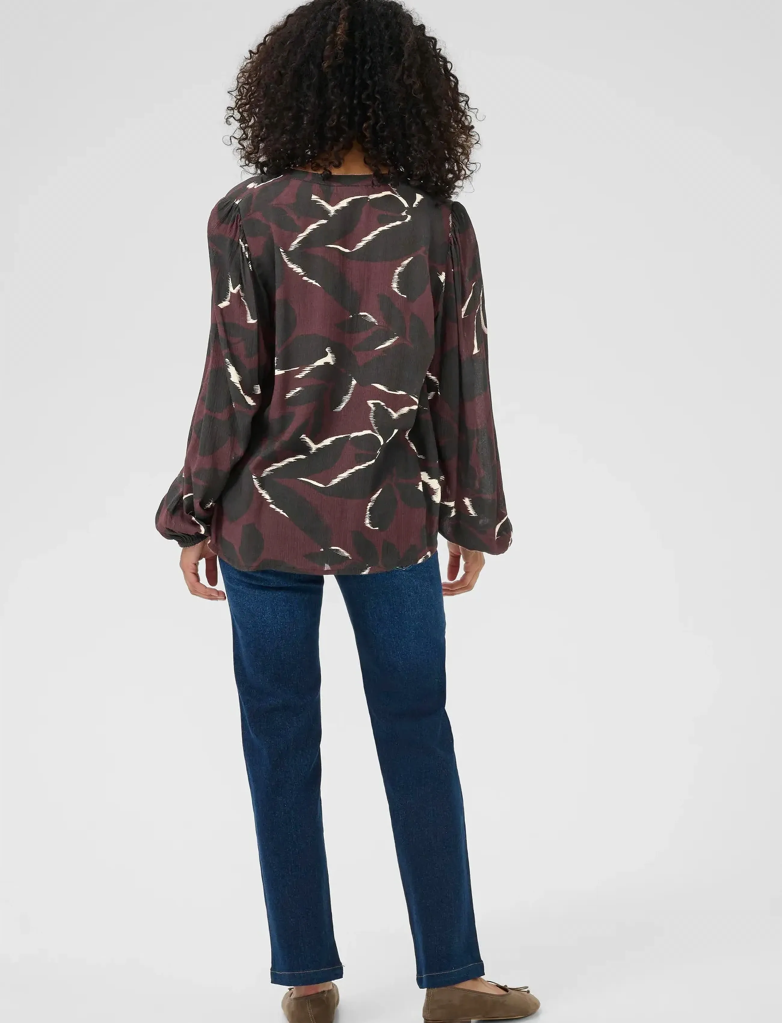 Kaffe - KAbeate Amber Blouse - pikkade varrukatega pluusid - windsor wine/black flower - 4