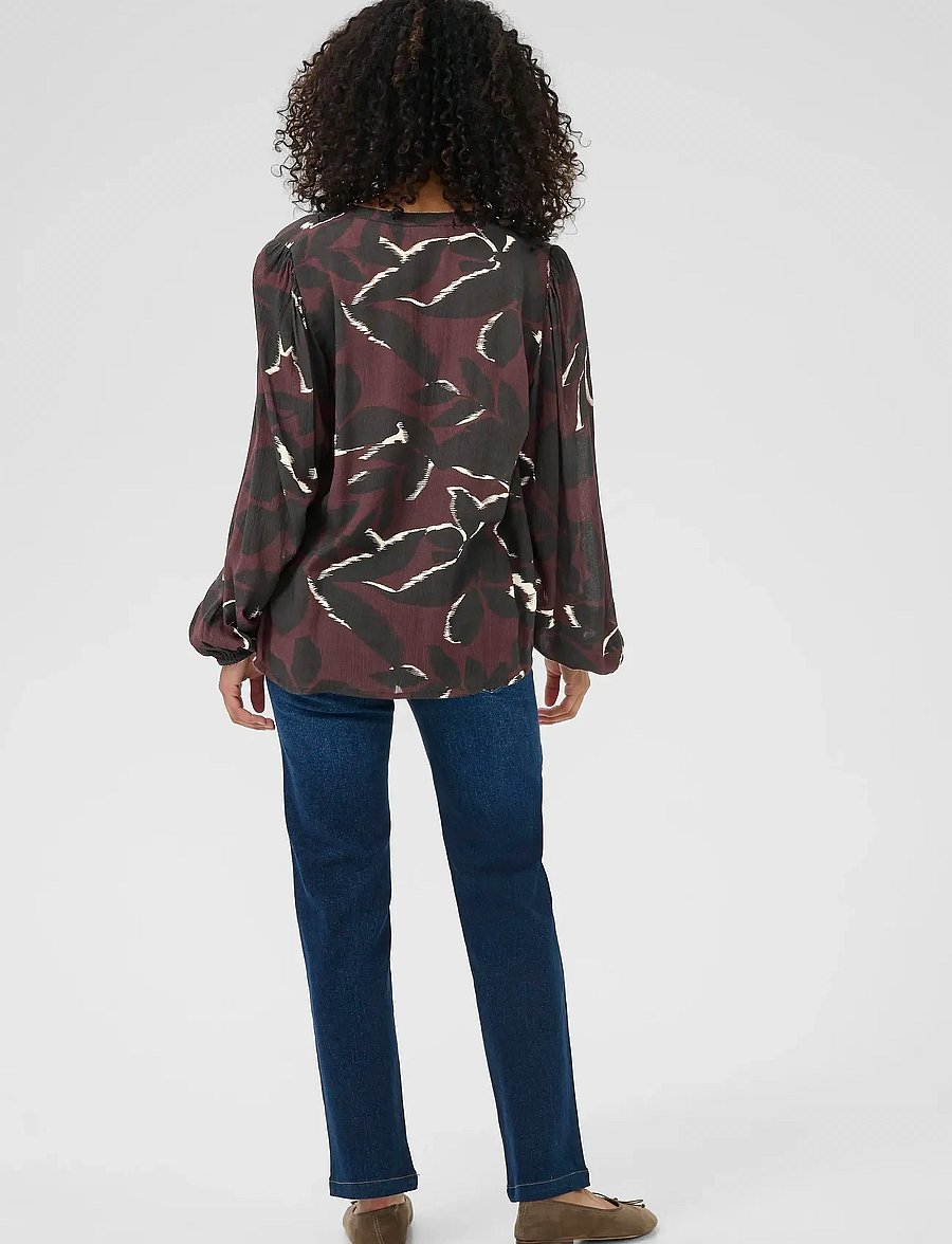 Kaffe - KAbeate Amber Blouse - langärmelige blusen - windsor wine/black flower - 4