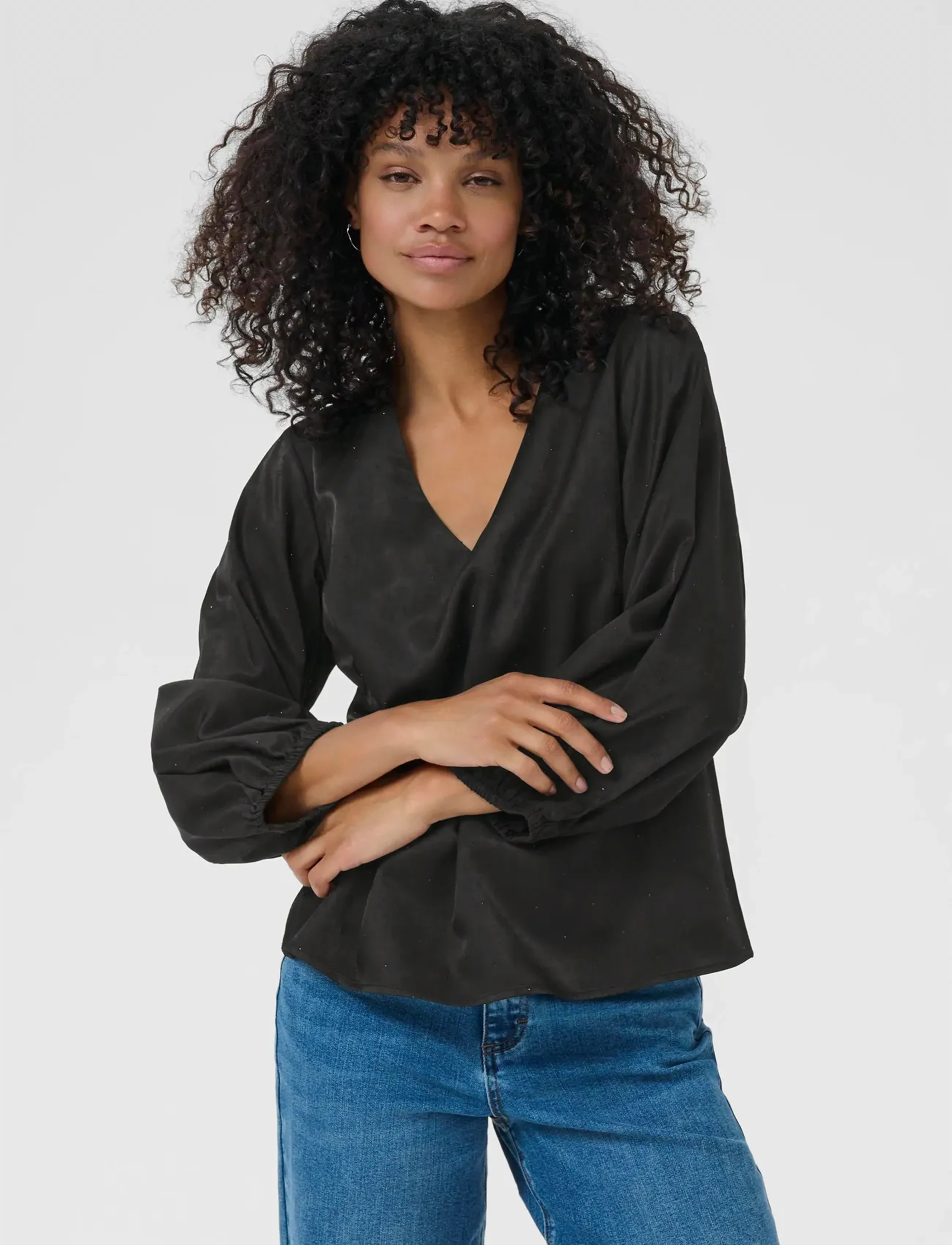 Kaffe Kaida Blouse, 38, Blouses, Schwarz - Long-sleeved, Frauen