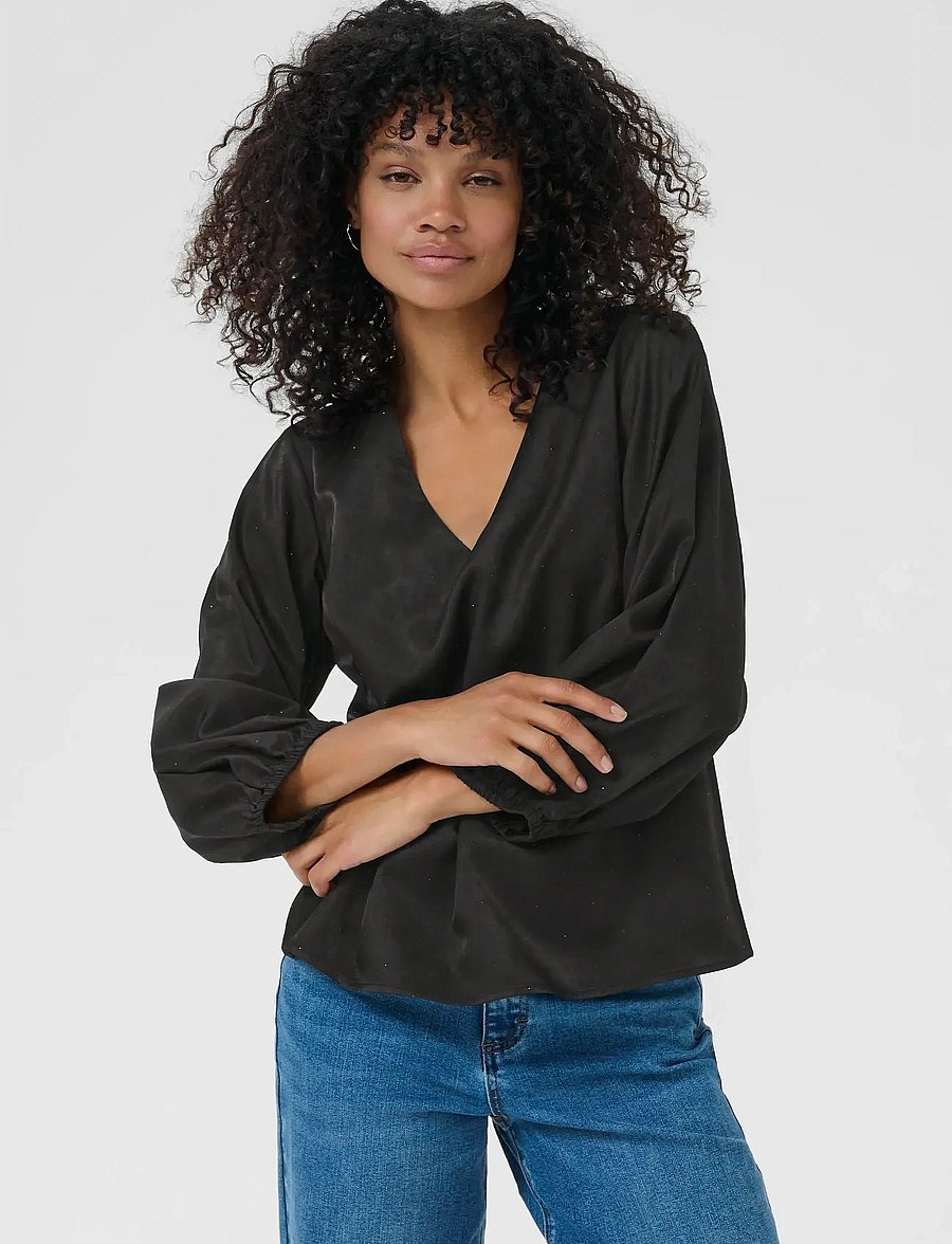 Kaffe - KAida Blouse - långärmade blusar - black deep - 0