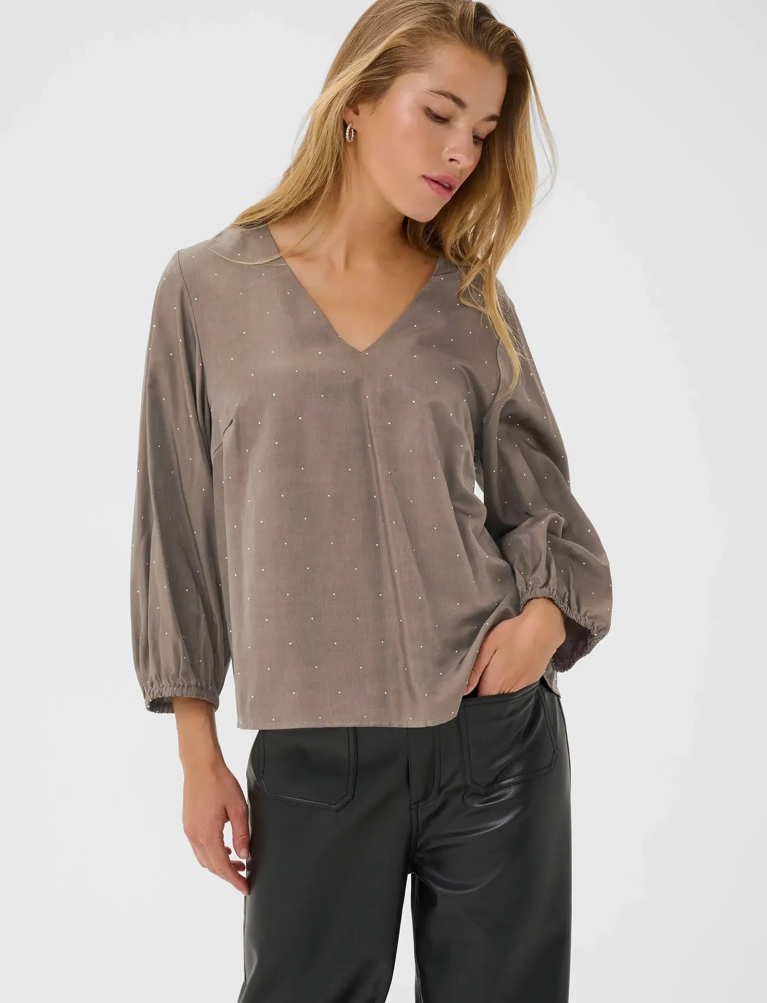 Kaffe Kaida Blouse, 36, Beige, Bluser > Langærmede, Dame