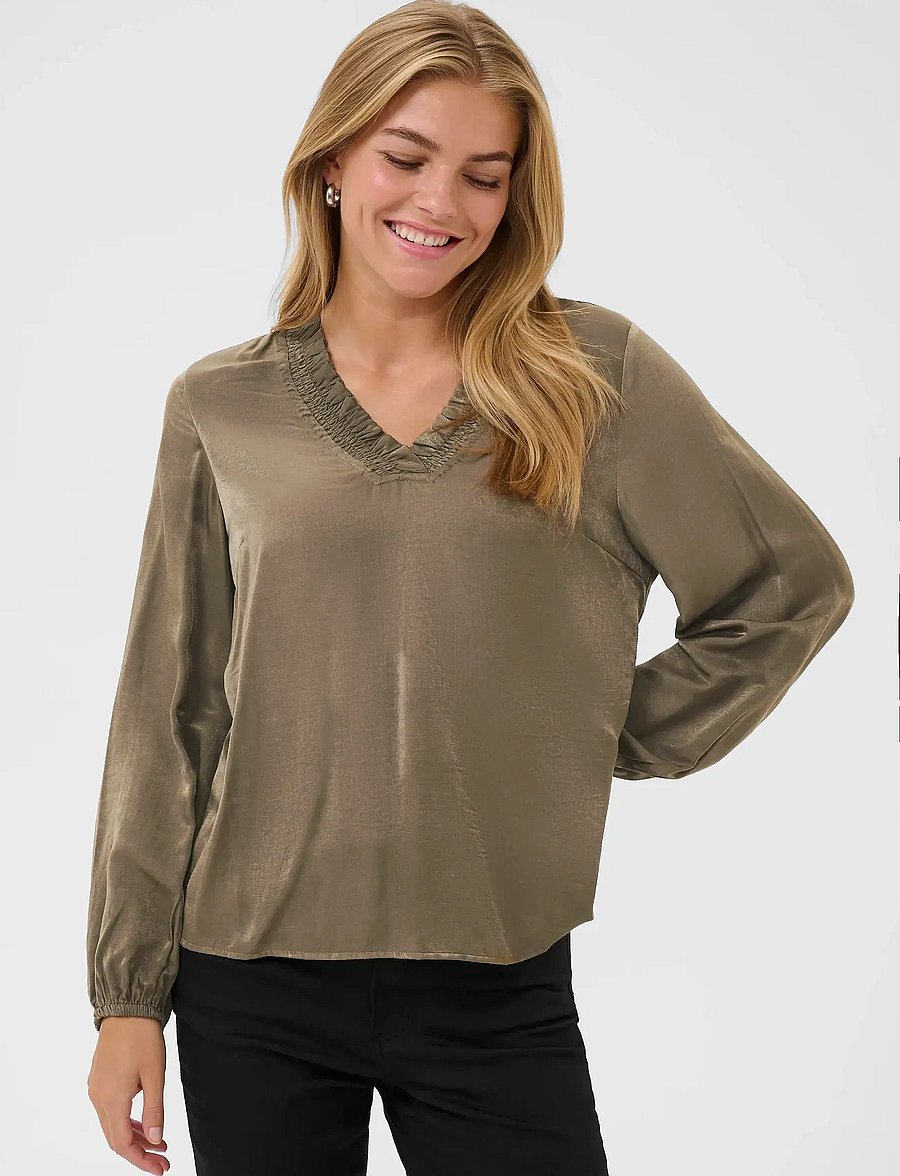 Kaffe - KAmille Blouse - pikkade varrukatega pluusid - morel - 0