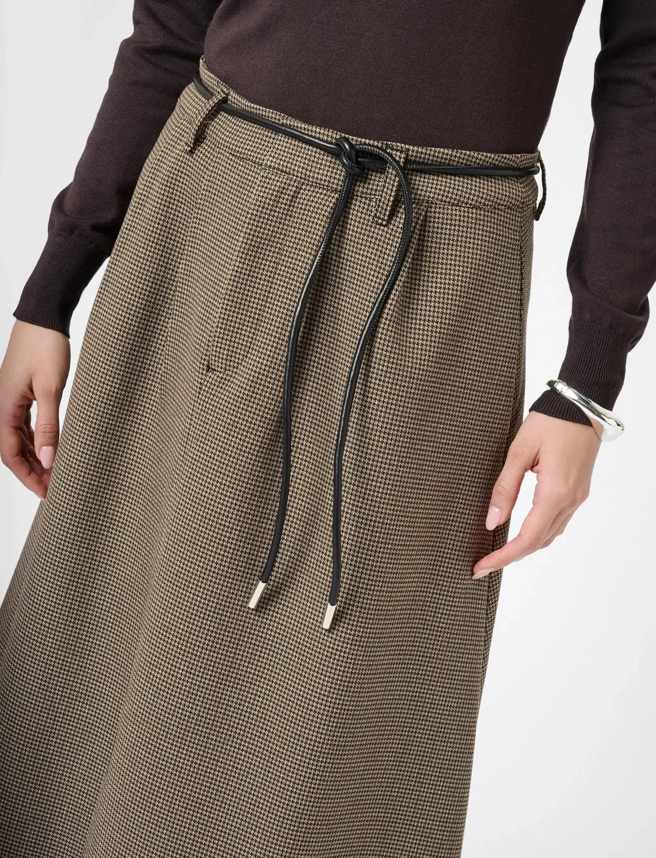 Kaffe - KAelyah Skirt - midi kjolar - beige / black petit houndstoot - 5