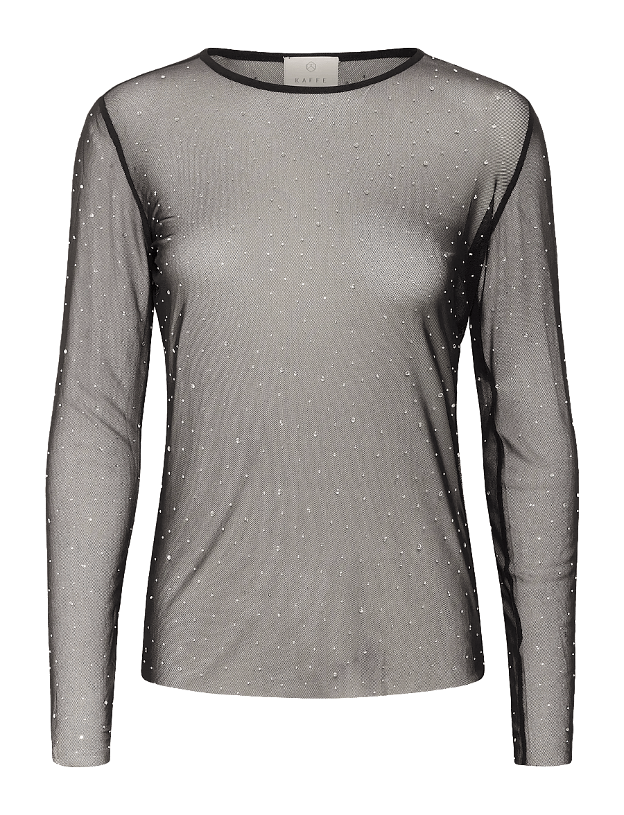 Kaffe - KAstinna T-Shirt - langärmlige tops - black deep cc - 1