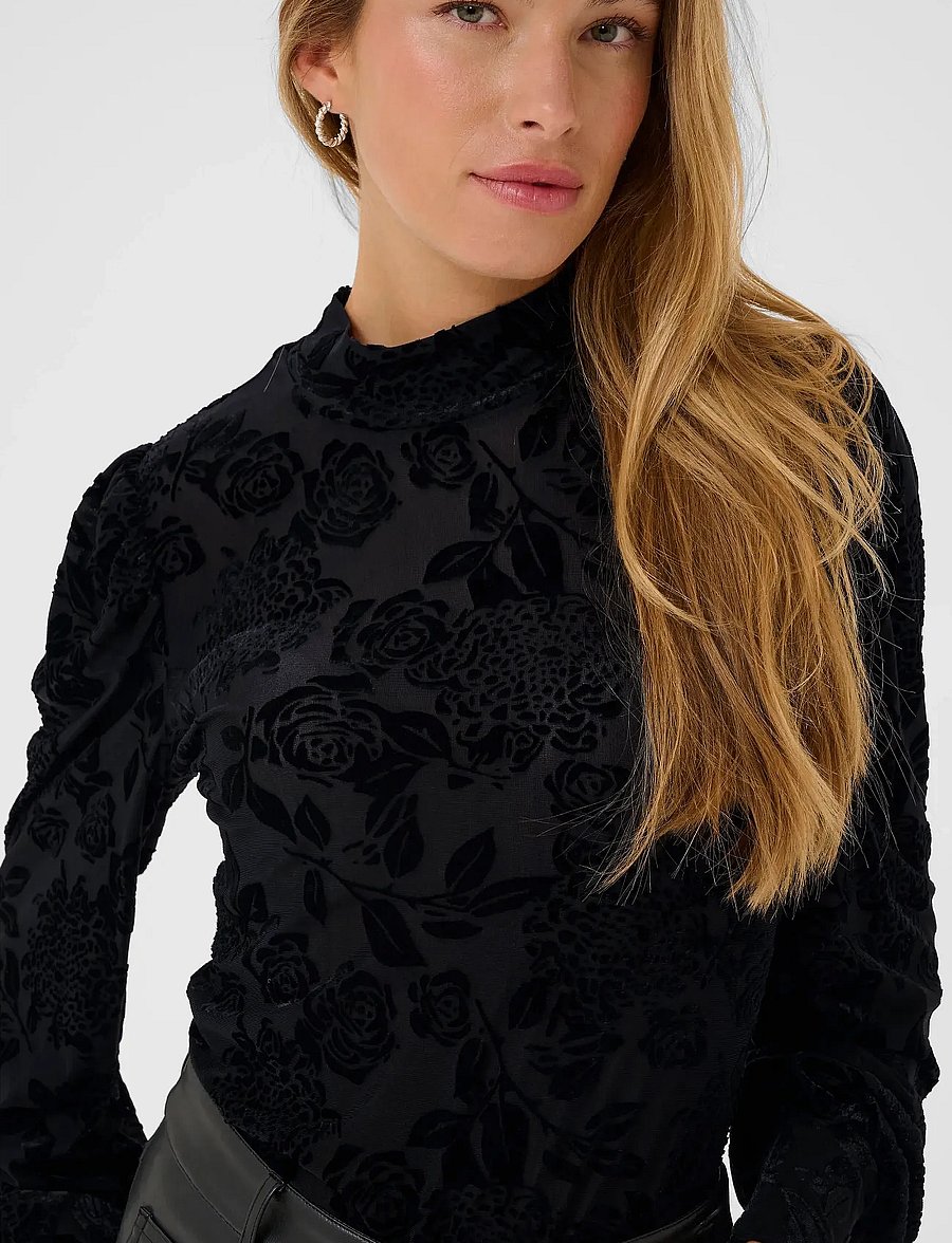 Kaffe - KArosa T-Shirt - langärmelige blusen - black deep cc - 5