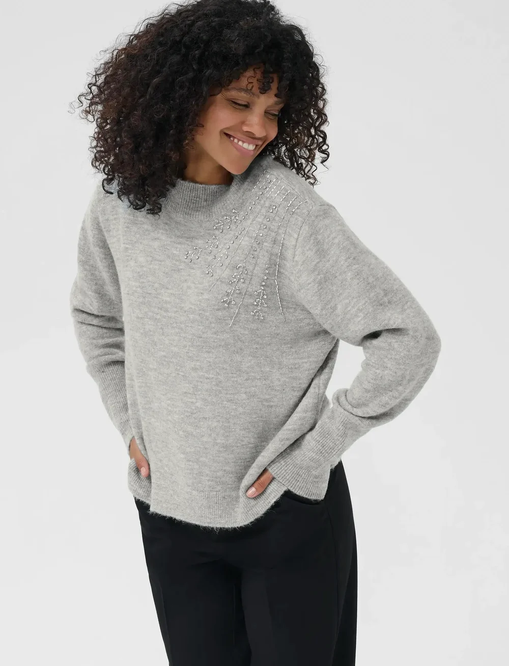 Kaffe - KAstary Pullover - striktrøjer - light grey melange - 0