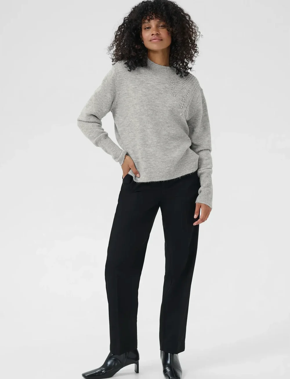 Kaffe - KAstary Pullover - striktrøjer - light grey melange - 3