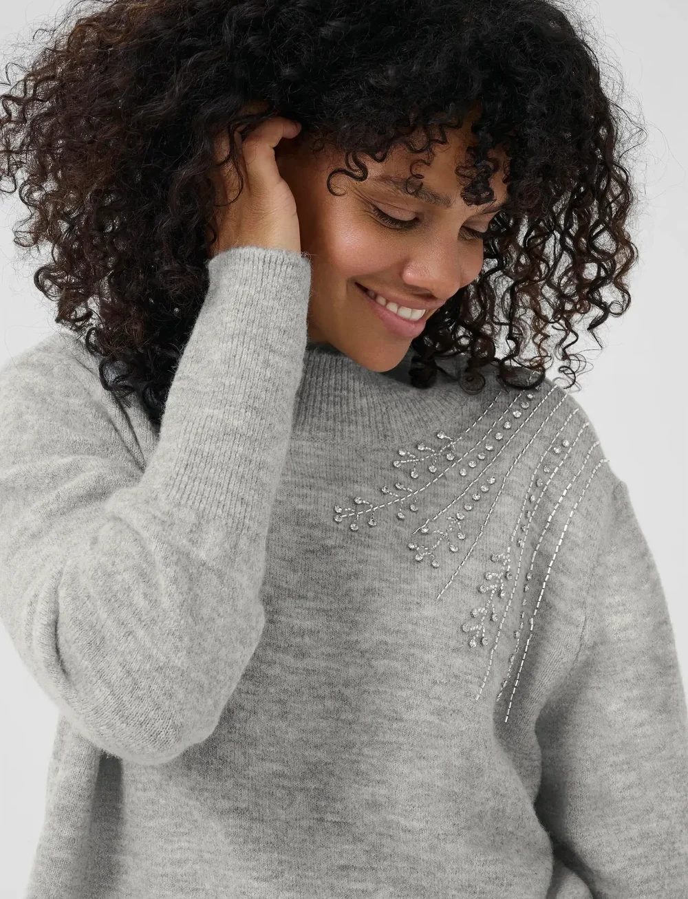 Kaffe - KAstary Pullover - striktrøjer - light grey melange - 5