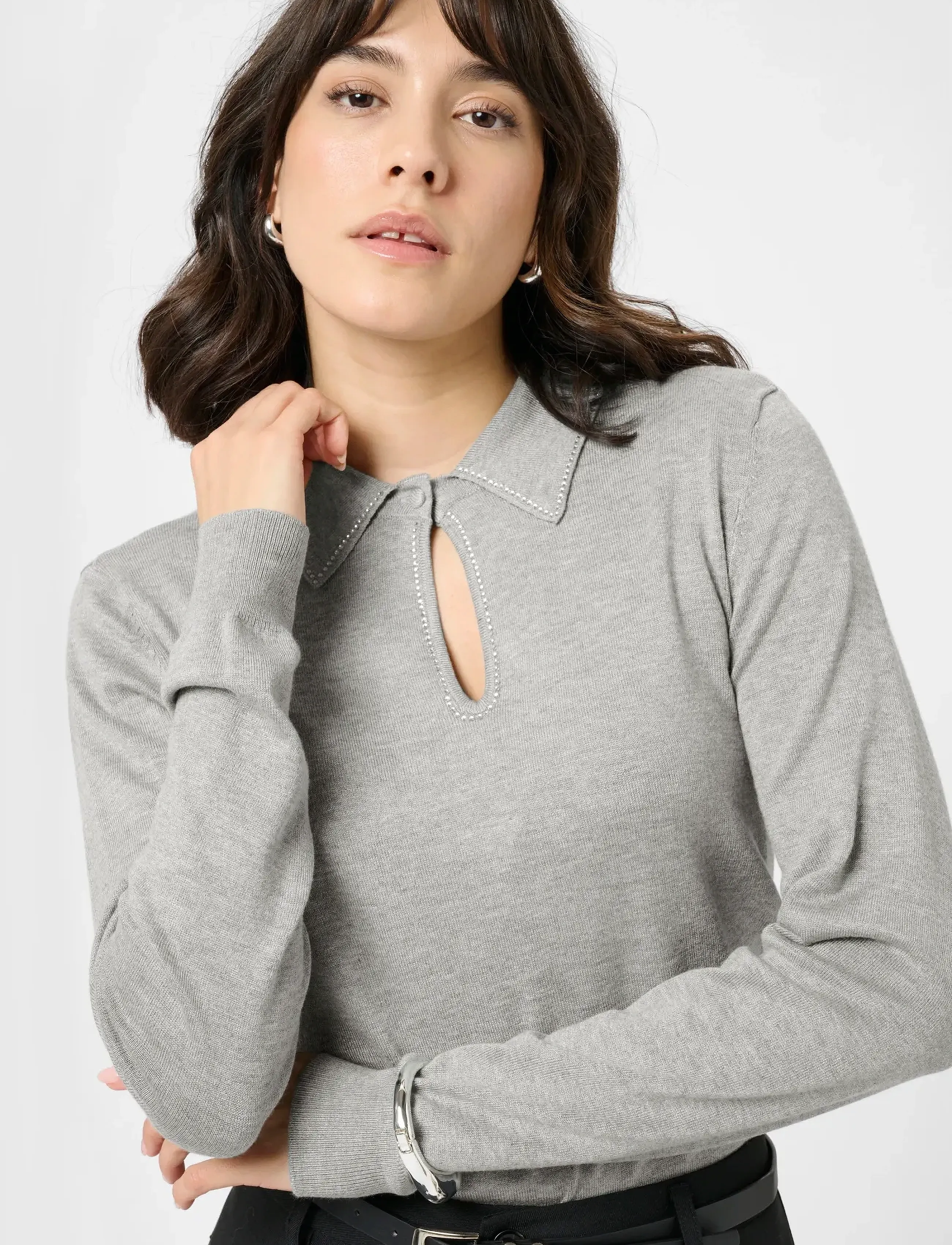 Kaffe - KAjada Polo Pullover - džemperiai - grey melange - 5