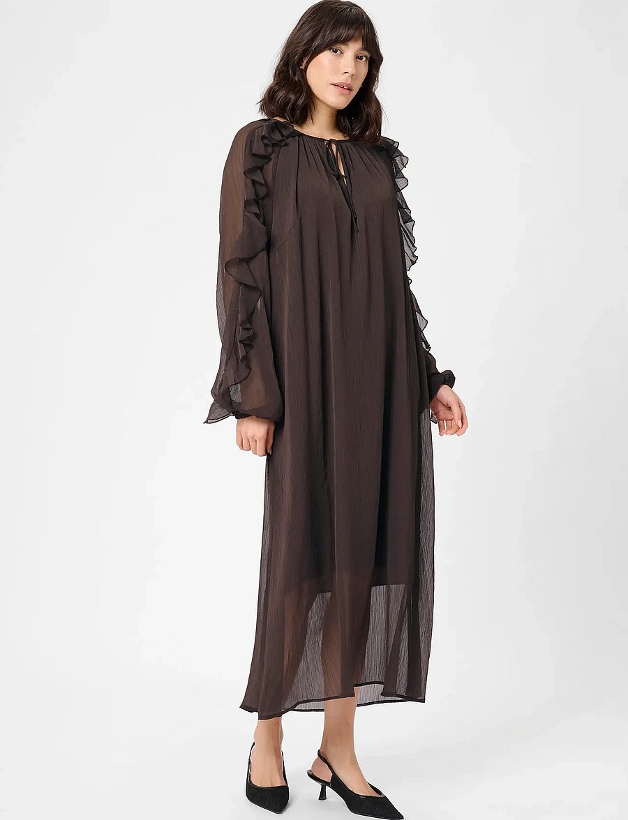 Kaffe - KAmila Chiffon Dress - festkjoler - black coffee - 0
