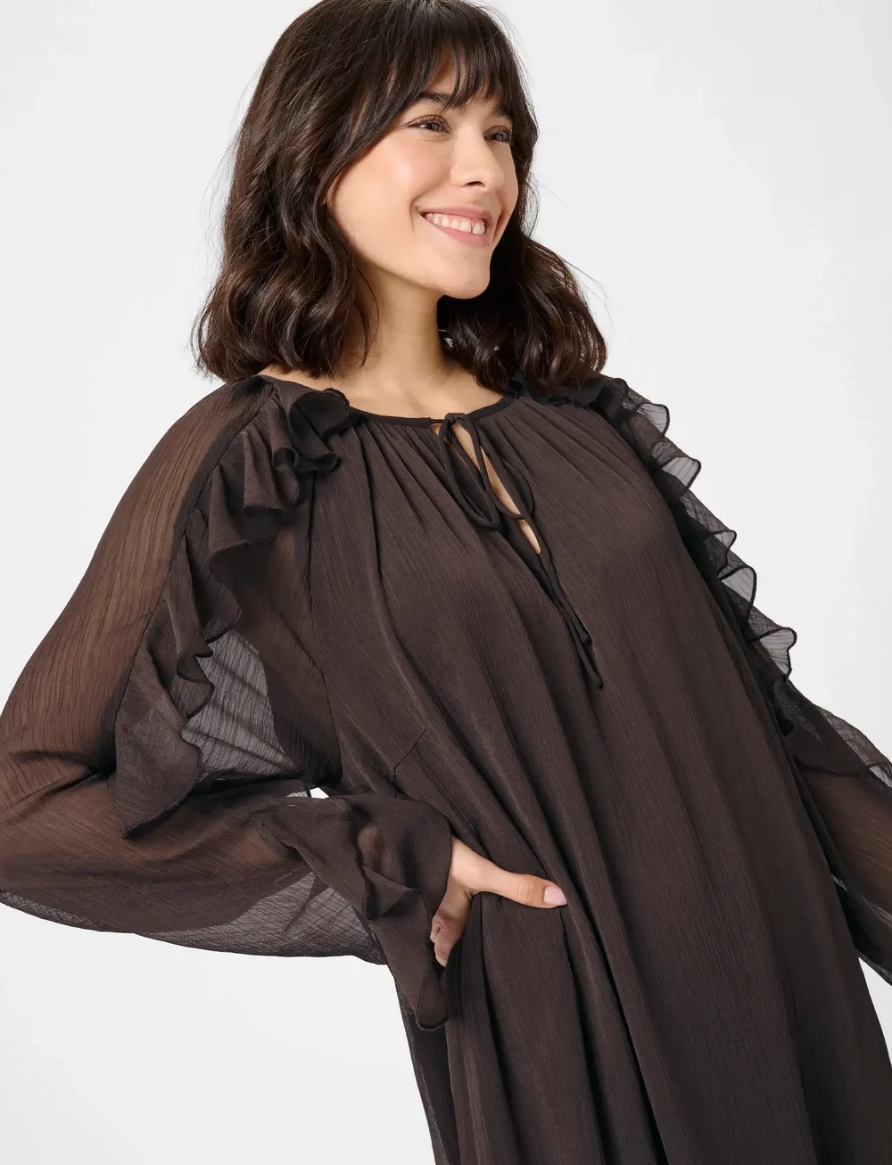 Kaffe - KAmila Chiffon Dress - partykleider - black coffee - 4