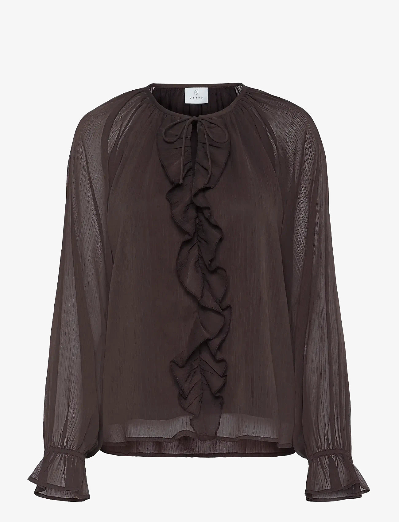 Kaffe - KAmila Chiffon Blouse - langärmlige blusen - black coffee - 0