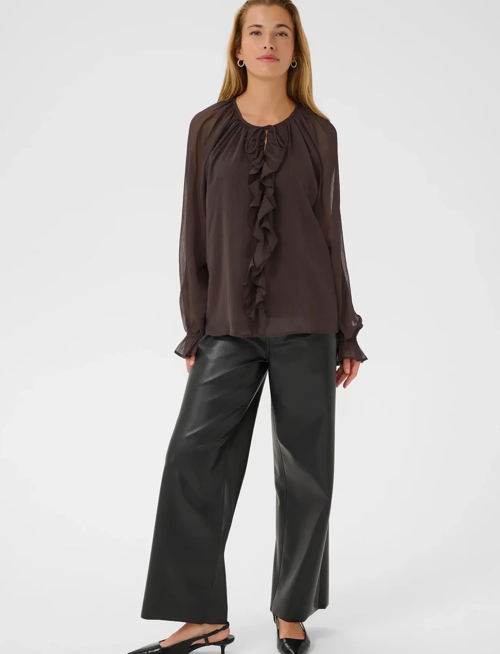 Kaffe - KAmila Chiffon Blouse - blouses à manches longues - black coffee - 3